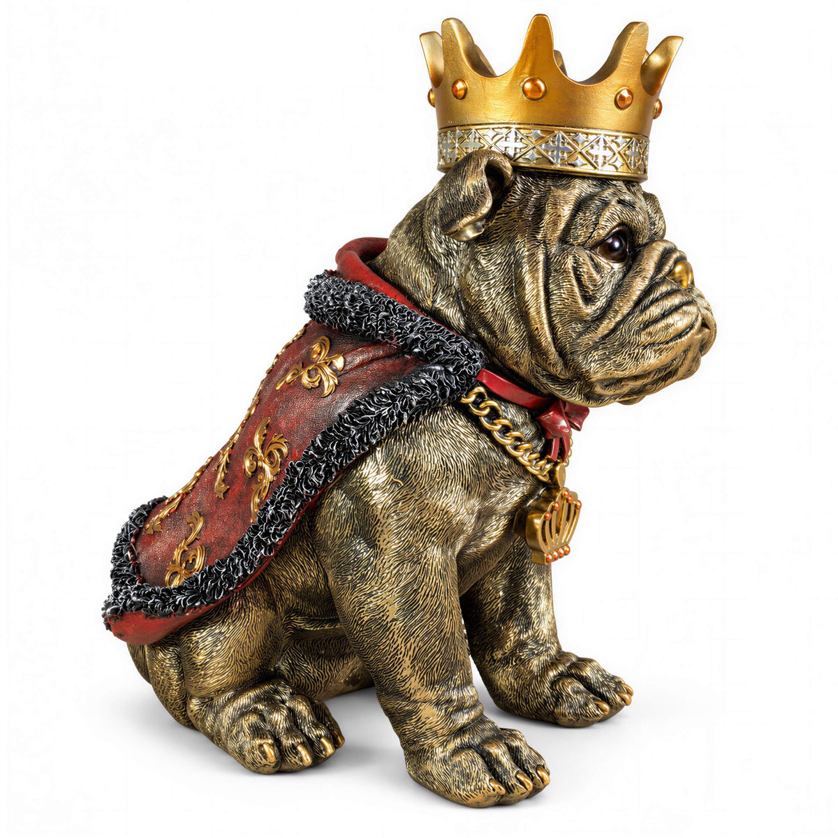 Bulldogge Figur mit Krone Urban Royals Deko Hundefigur handbemalt schwarz oder gold