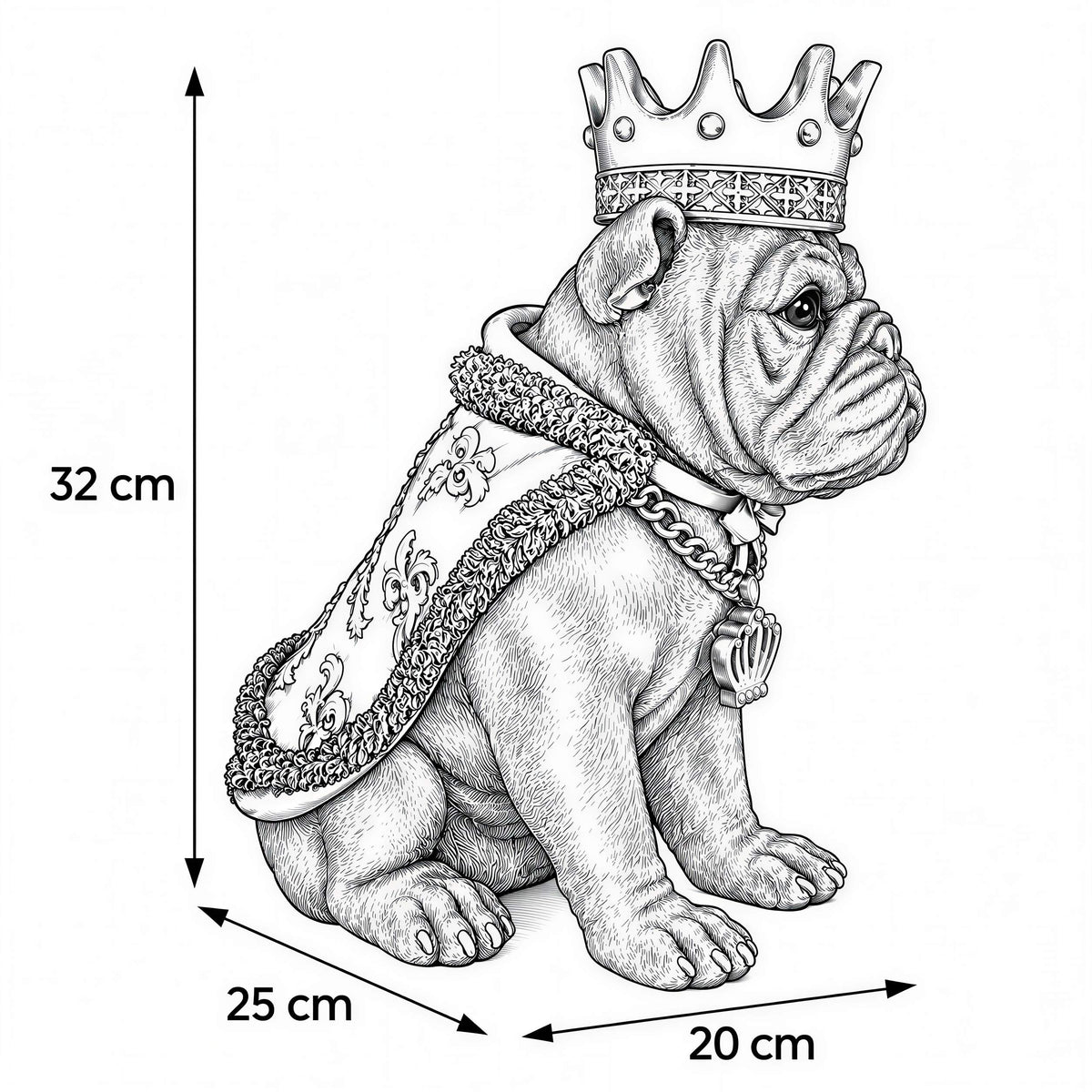 Bulldogge Figur mit Krone Urban Royals Deko Hundefigur handbemalt schwarz oder gold
