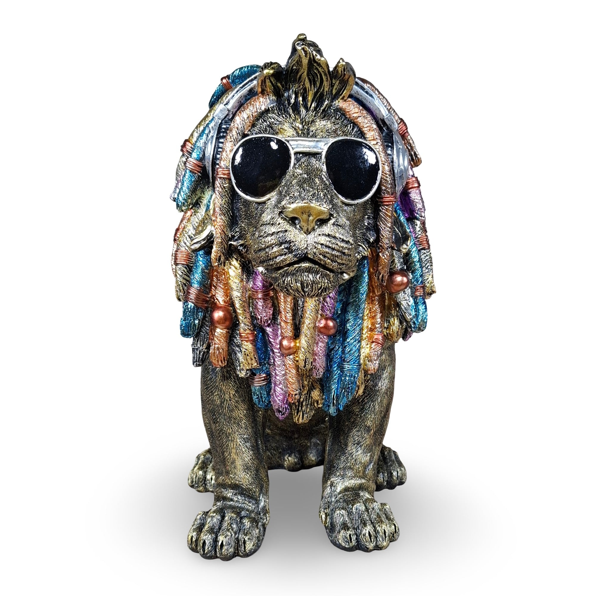 Deko Hund „Rasta Bob“ – handbemalte Hundefigur aus Polyresin, 2 Größen & Farben