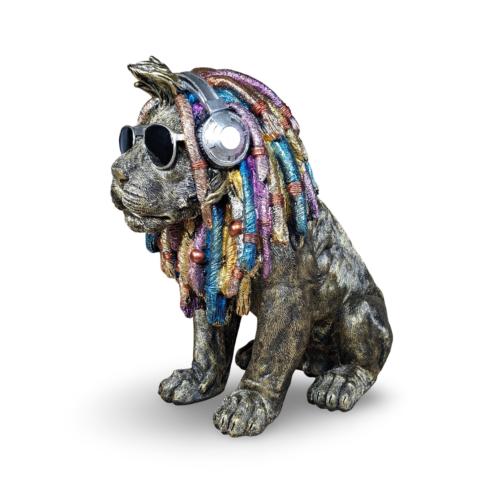 Deko Hund „Rasta Bob“ – handbemalte Hundefigur aus Polyresin, 2 Größen & Farben