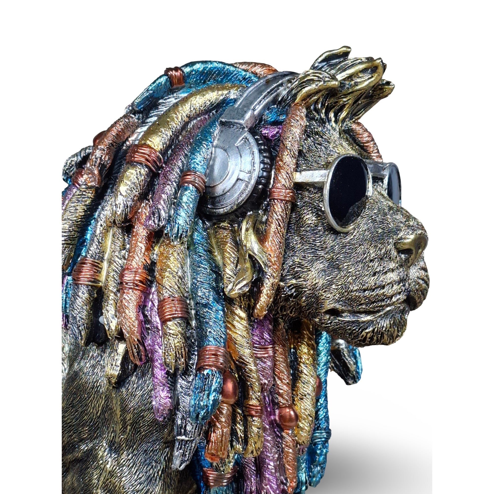 Deko Hund „Rasta Bob“ – handbemalte Hundefigur aus Polyresin, 2 Größen & Farben