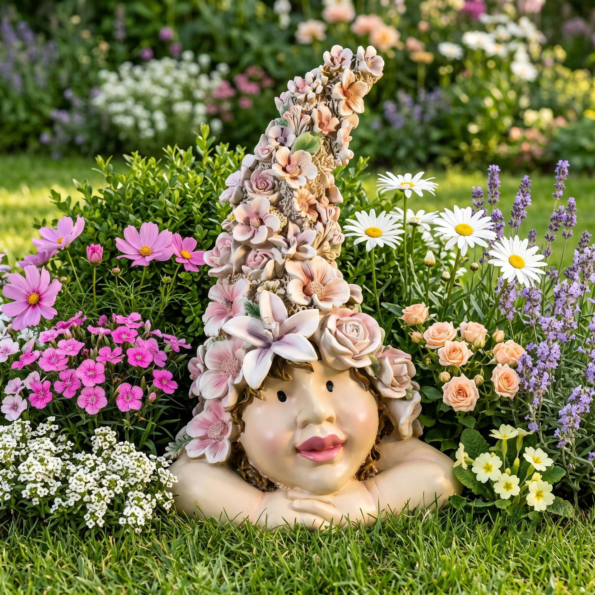 Blumenkind Dekofigur Blumenmädchen Figur für Haus & Garten in 2 Größen
