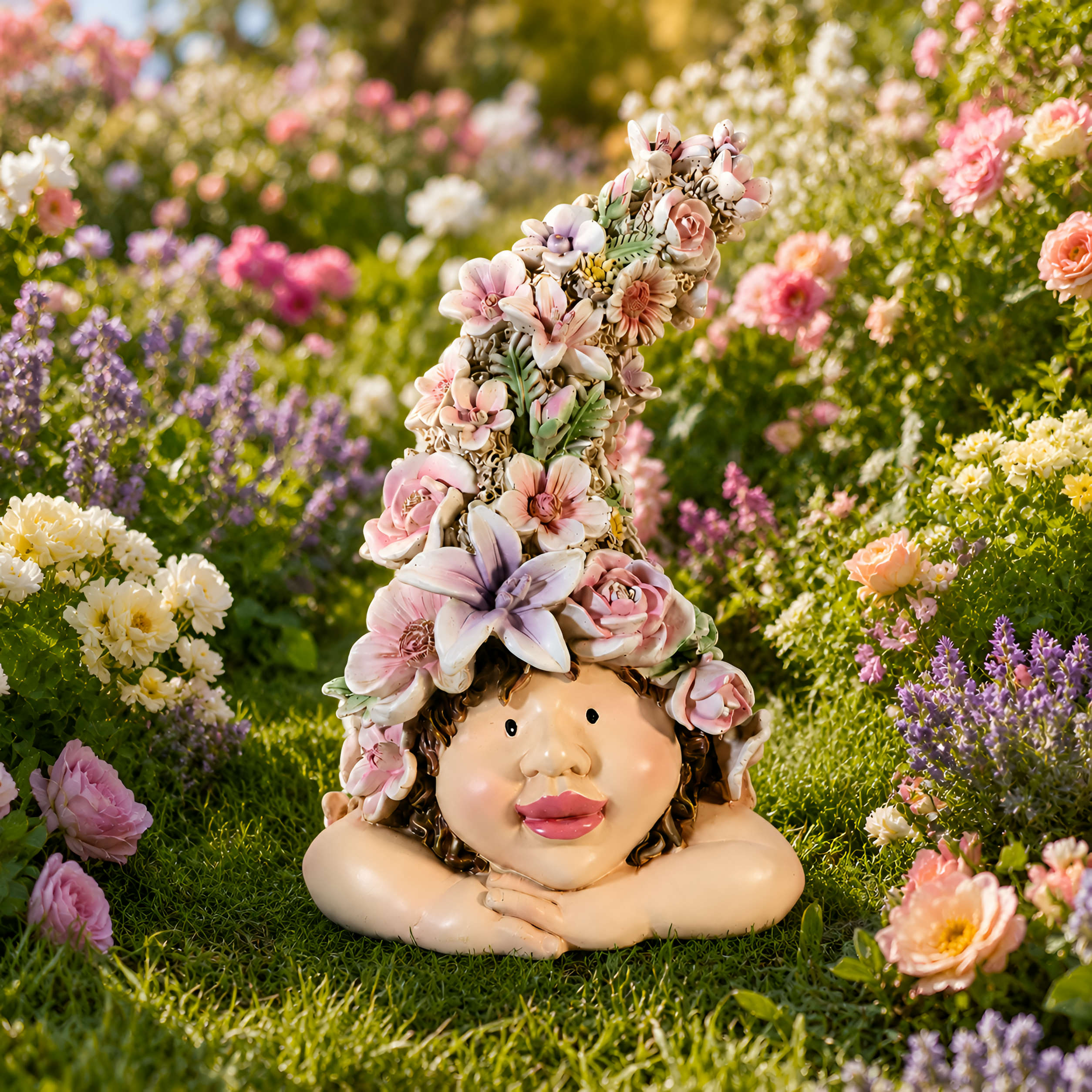 Blumenkind Dekofigur Blumenmädchen Figur für Haus & Garten in 2 Größen