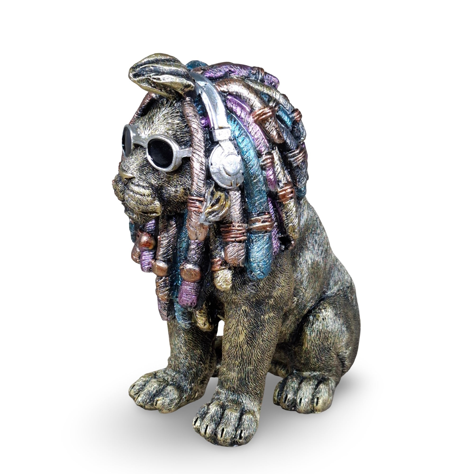 Deko Hund „Rasta Bob“ – handbemalte Hundefigur aus Polyresin, 2 Größen & Farben