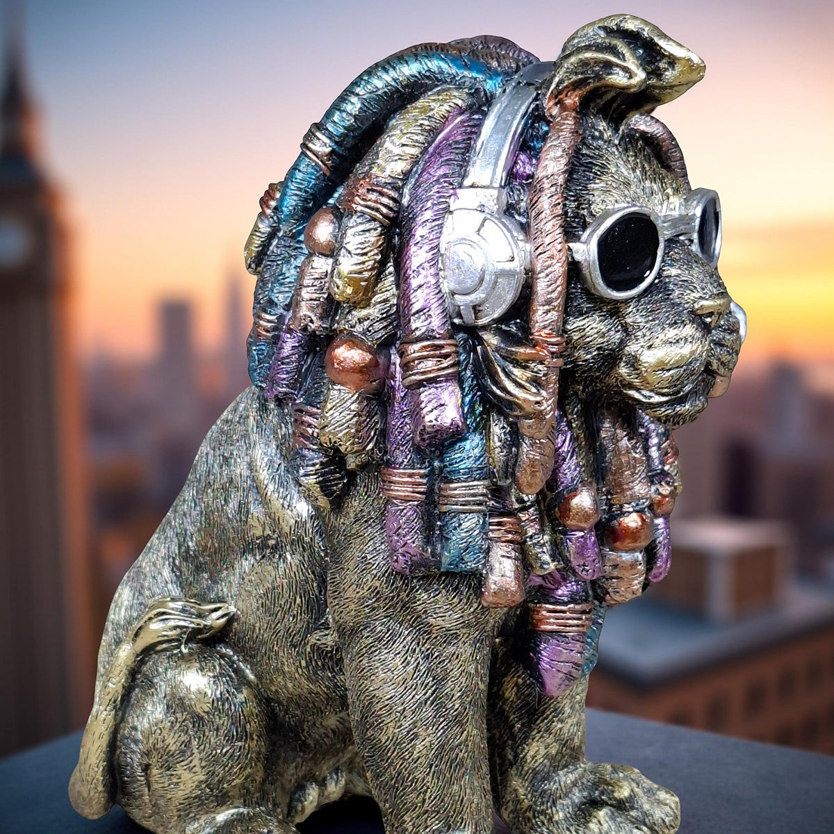 Deko Hund „Rasta Bob“ – handbemalte Hundefigur aus Polyresin, 2 Größen & Farben