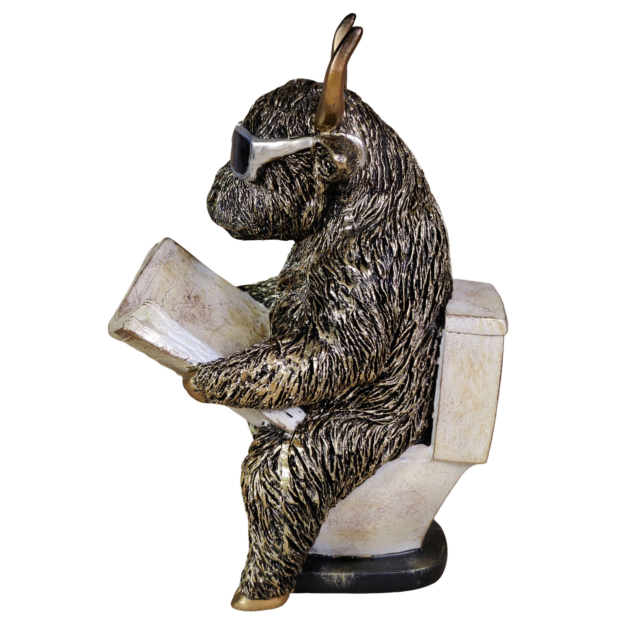 Tierfigur mit Zeitung Deko Kuh Figur oder Affenfigur auf Toilette