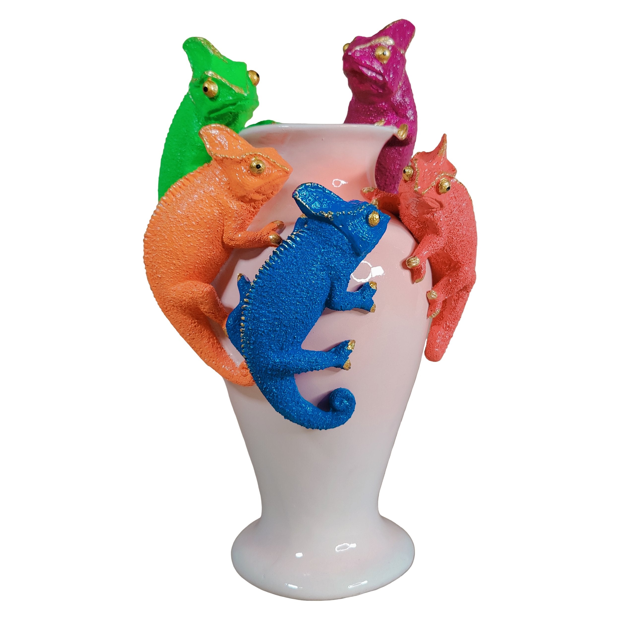 Kunstblumen Vase Deko Vase modern – Designer Vasen mit Tieren Papagei Affe Echse Tischdeko Vase bunt
