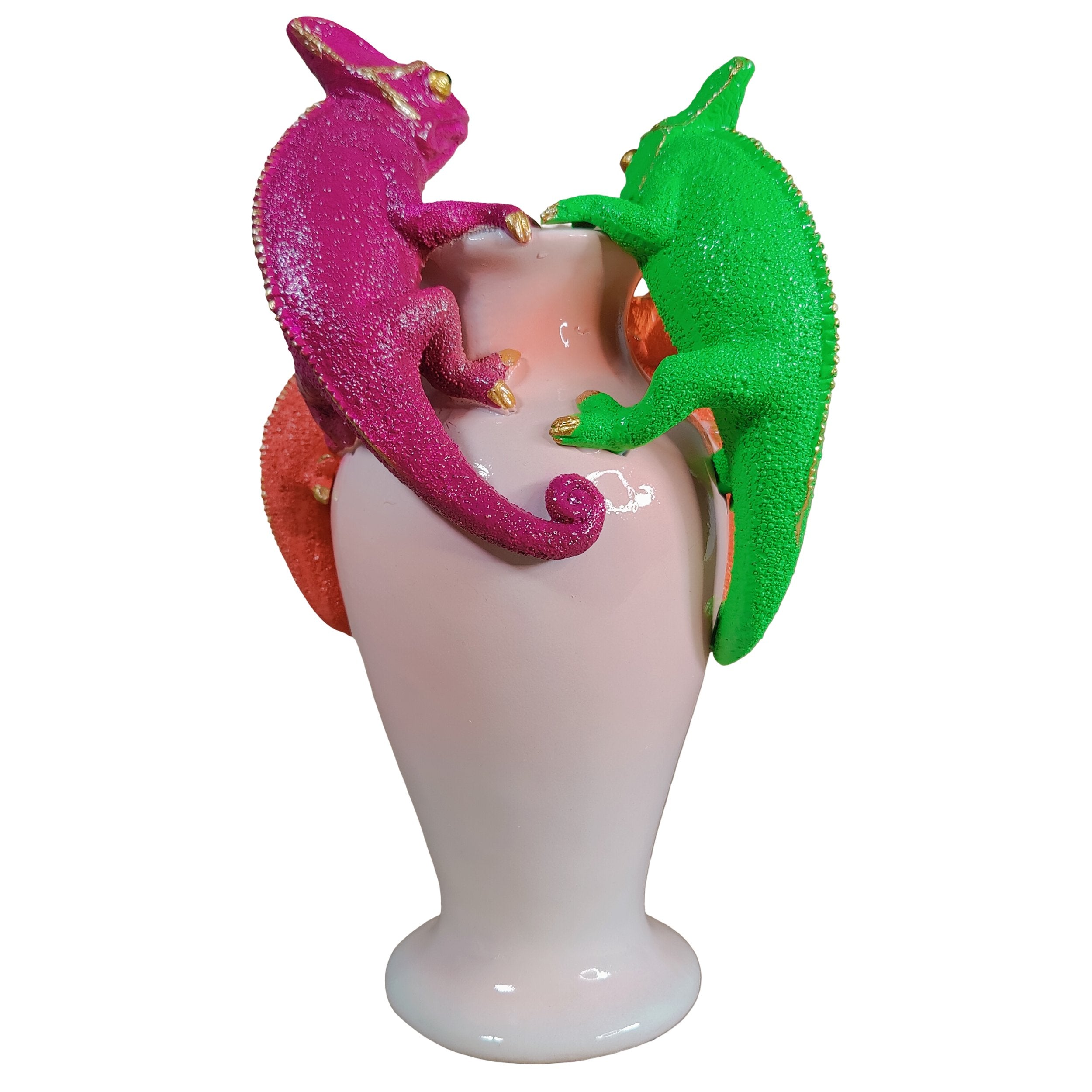 Kunstblumen Vase Deko Vase modern – Designer Vasen mit Tieren Papagei Affe Echse Tischdeko Vase bunt
