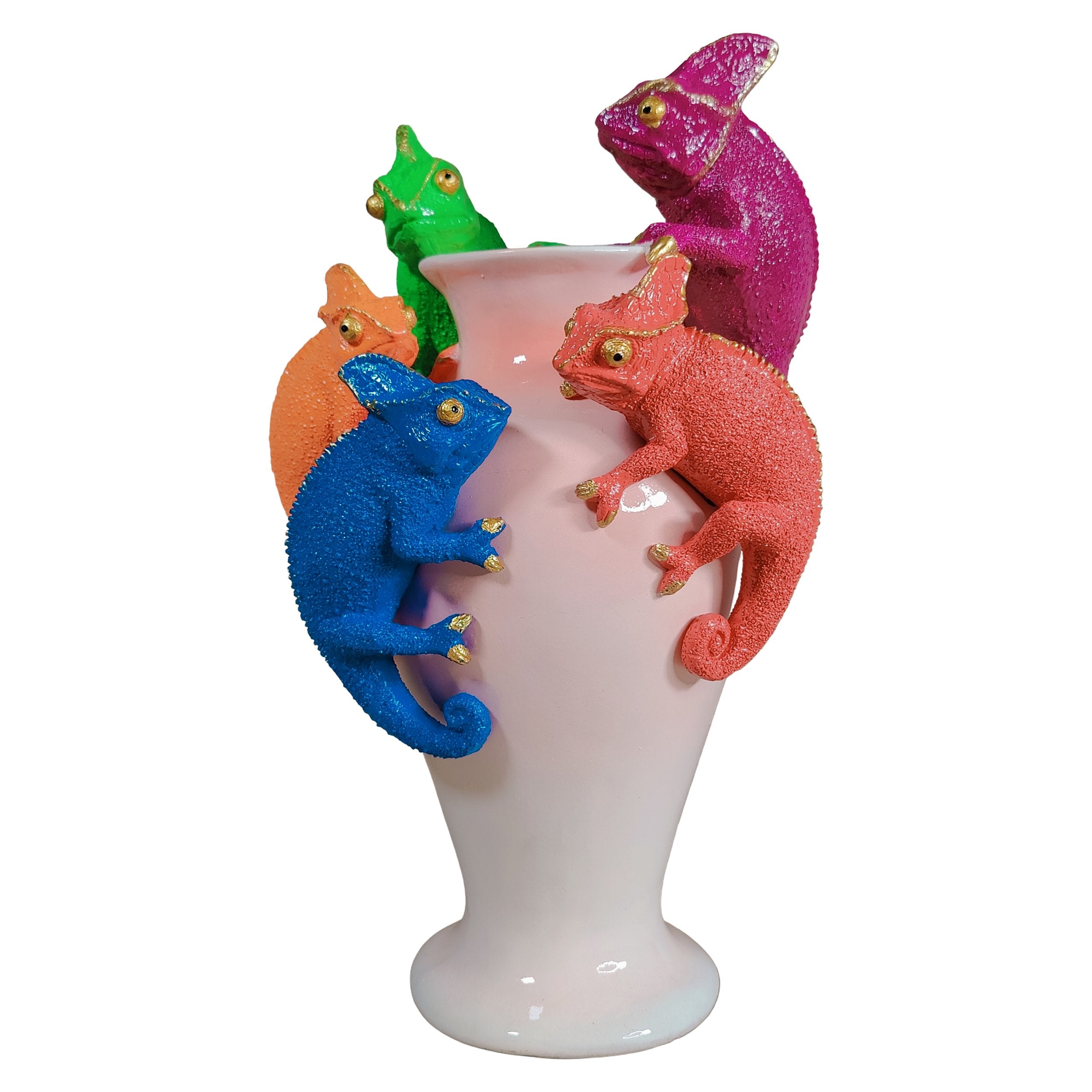 Kunstblumen Vase Deko Vase modern – Designer Vasen mit Tieren Papagei Affe Echse Tischdeko Vase bunt