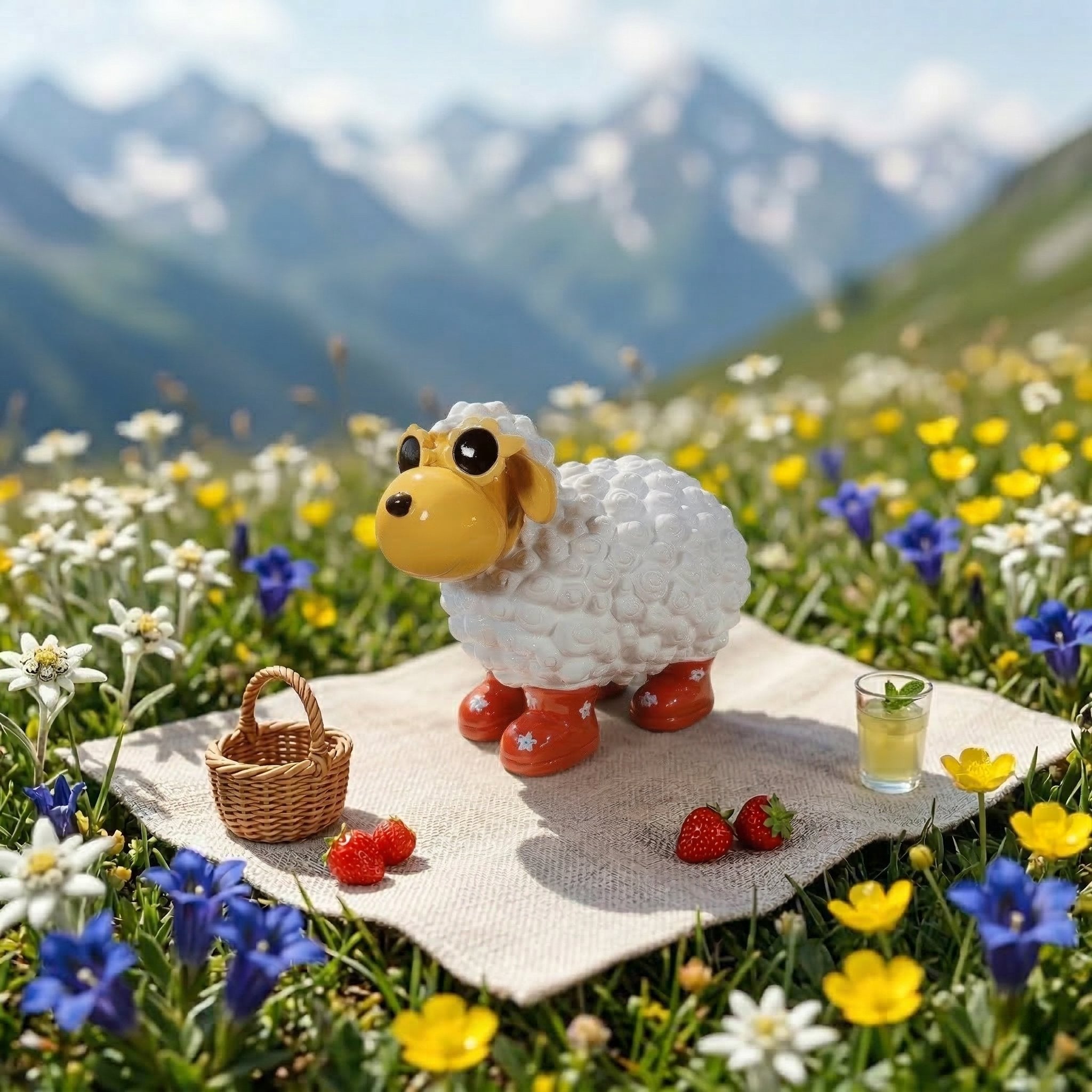 Schaf Figur mit Blumenbrille Deko Schaf Gartenfigur Schaf bunte Gartenschafe für Haus und Garten