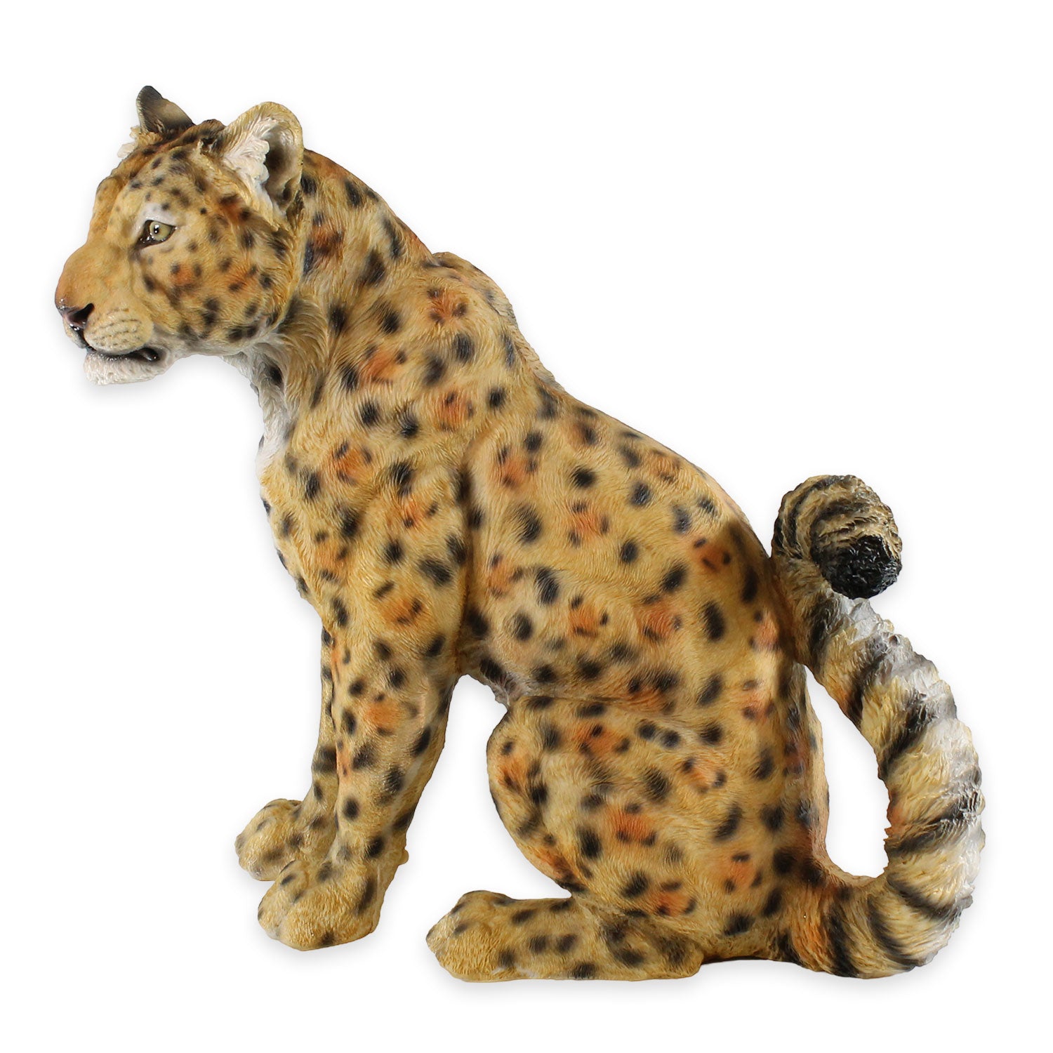 Lebensechte Panther Figur sitzend – Handbemalte Deko für Haus & Garten | 40 cm | Deko Panther