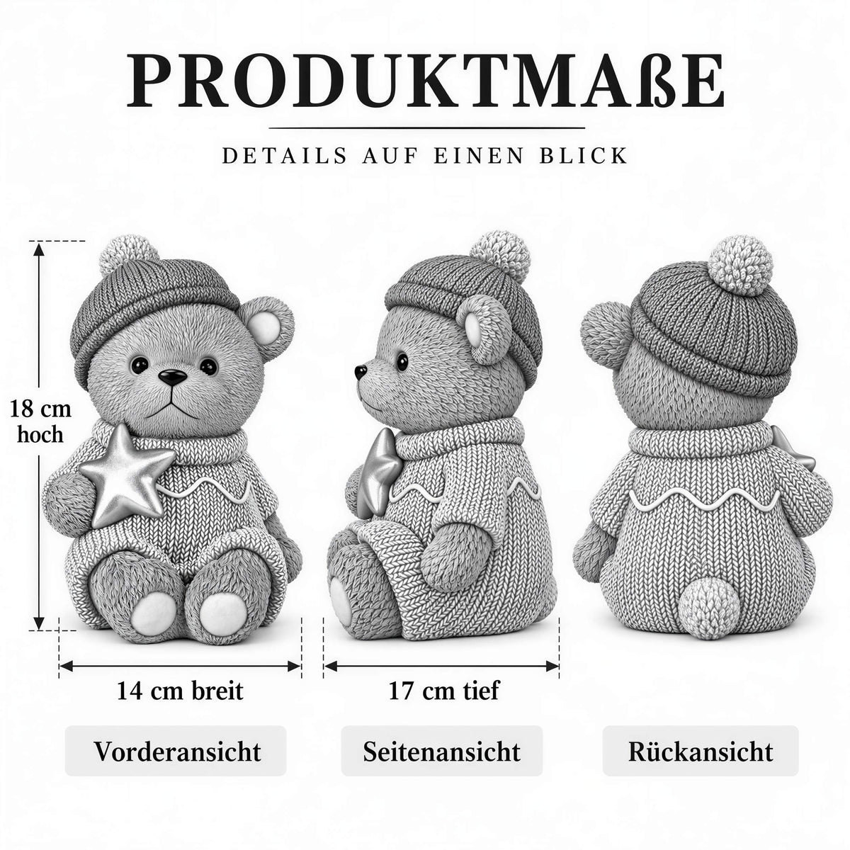 Bär Figur Weihnachtsdeko Tischdeko Weihnachtsbär mit Stern oder Geschenk
