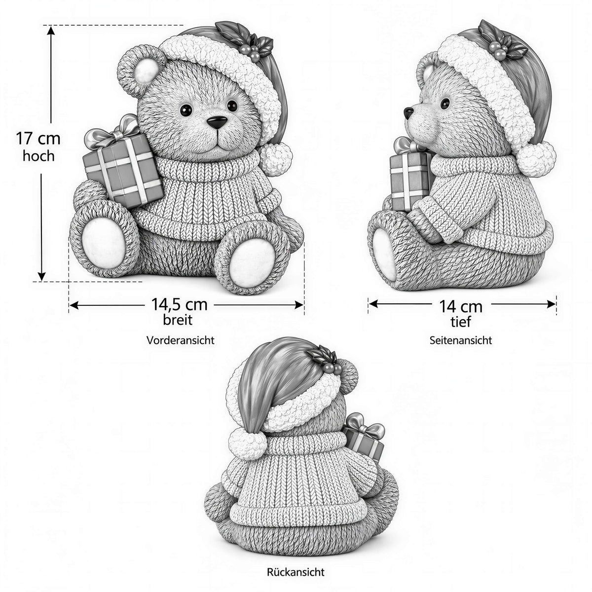 Bär Figur Weihnachtsdeko Tischdeko Weihnachtsbär mit Stern oder Geschenk