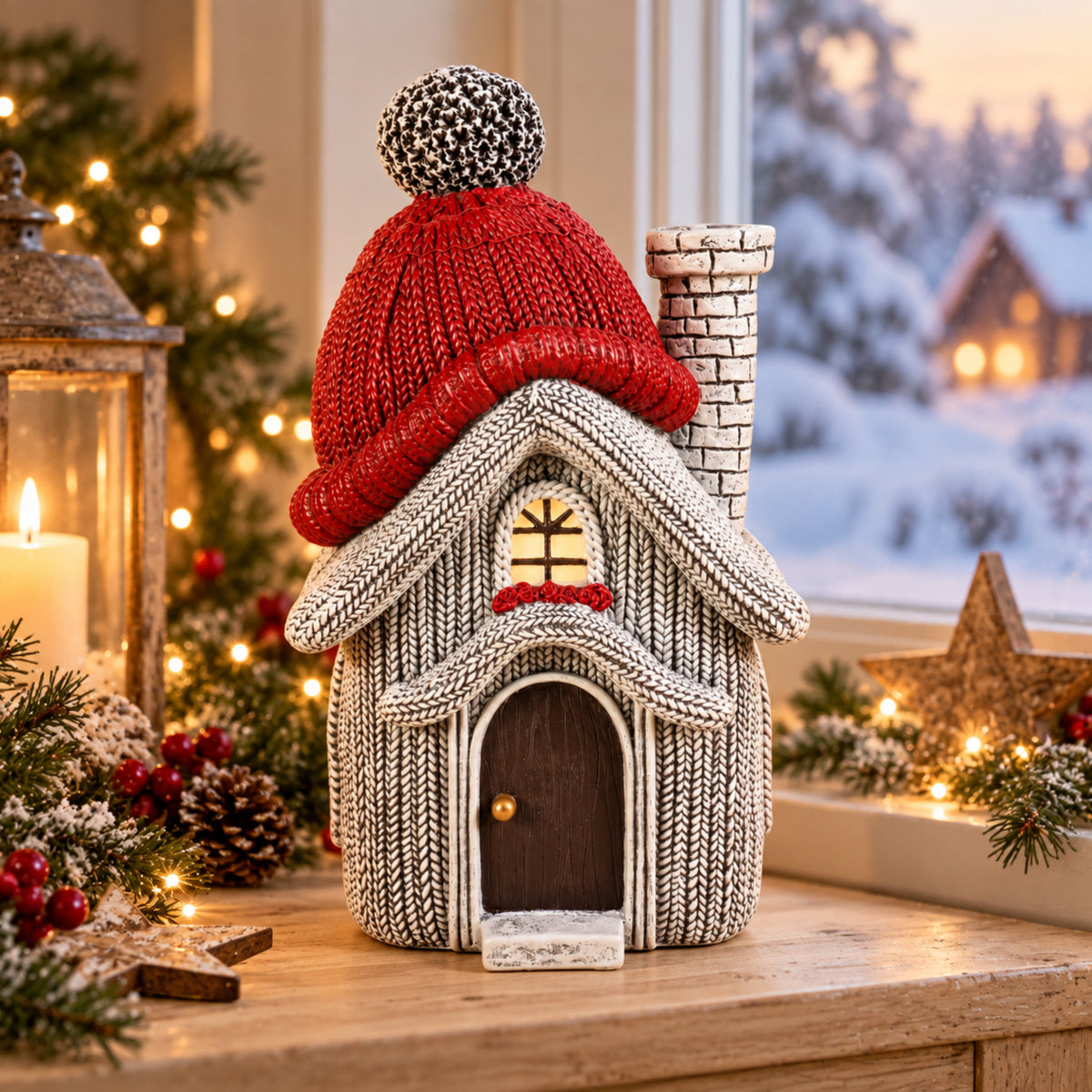 Wichtelhaus Weihnachtsdeko Strickoptik Weihnachtsdorf Tischdeko in 4 Varianten