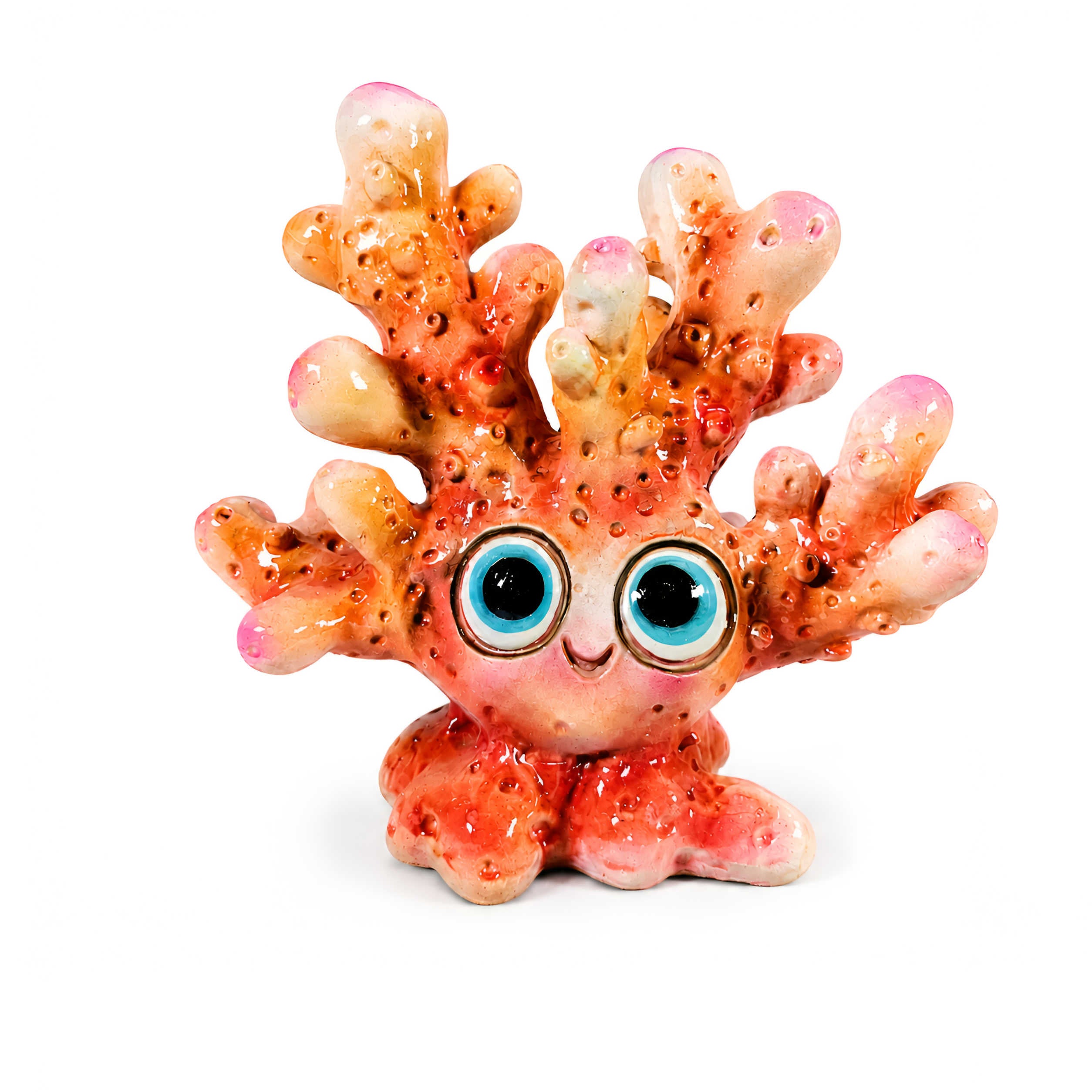Koralle Figur glänzend Blau-Rosa & Orange in 3 Größen für maritime Deko