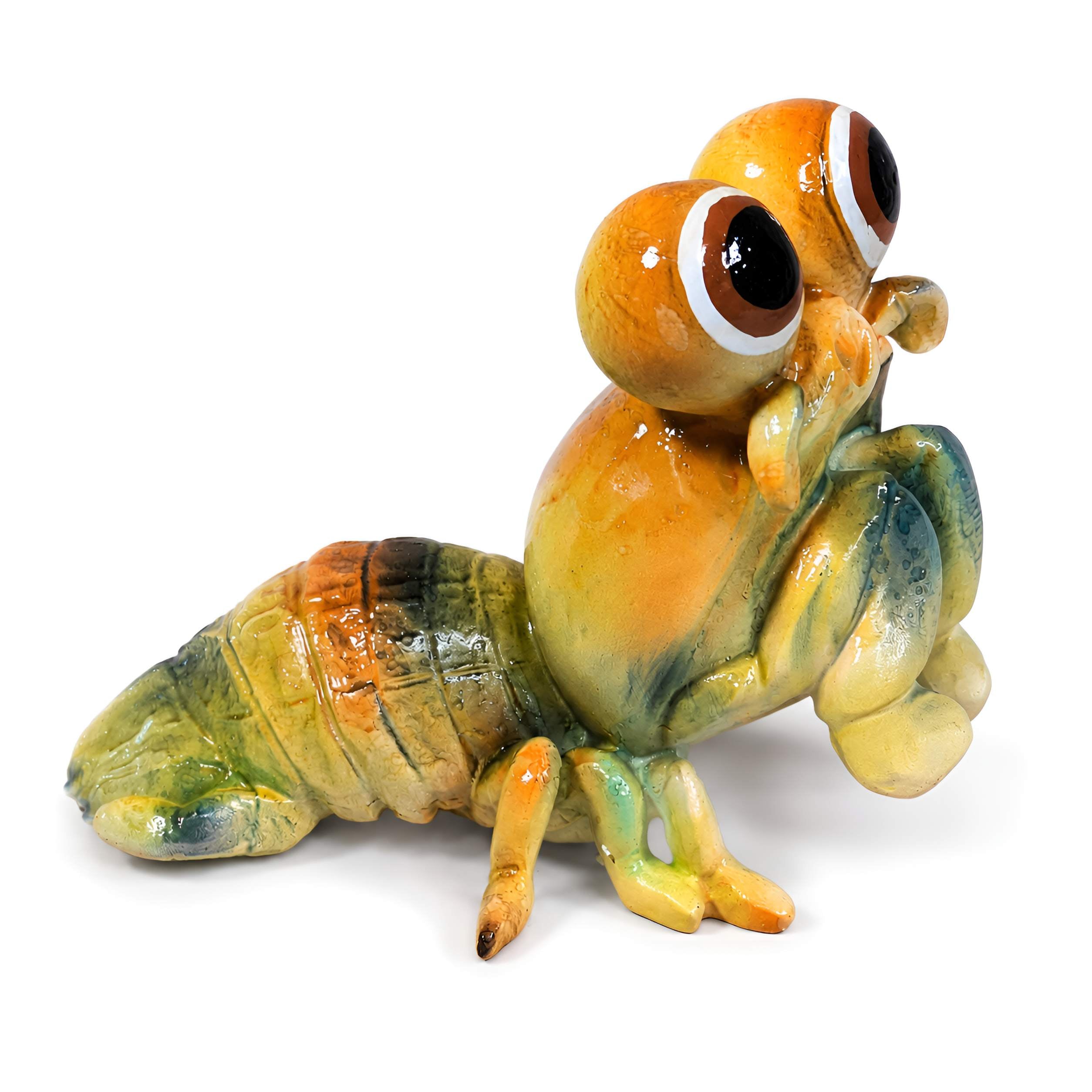 Garnele Figur glänzend Grün & Orange für maritime Deko innen und außen