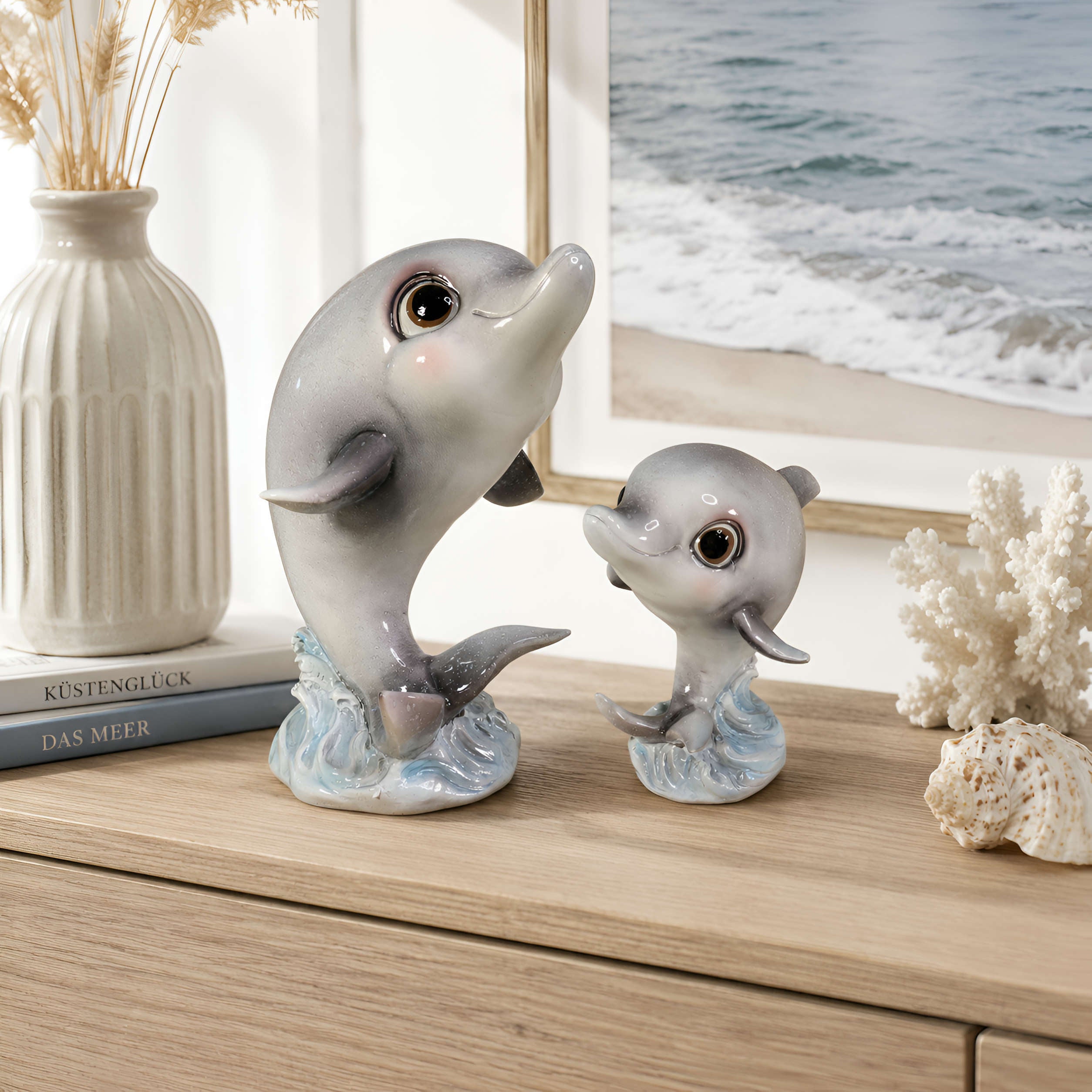 Delfin Figur glänzend klein & groß für maritime Deko innen & außen