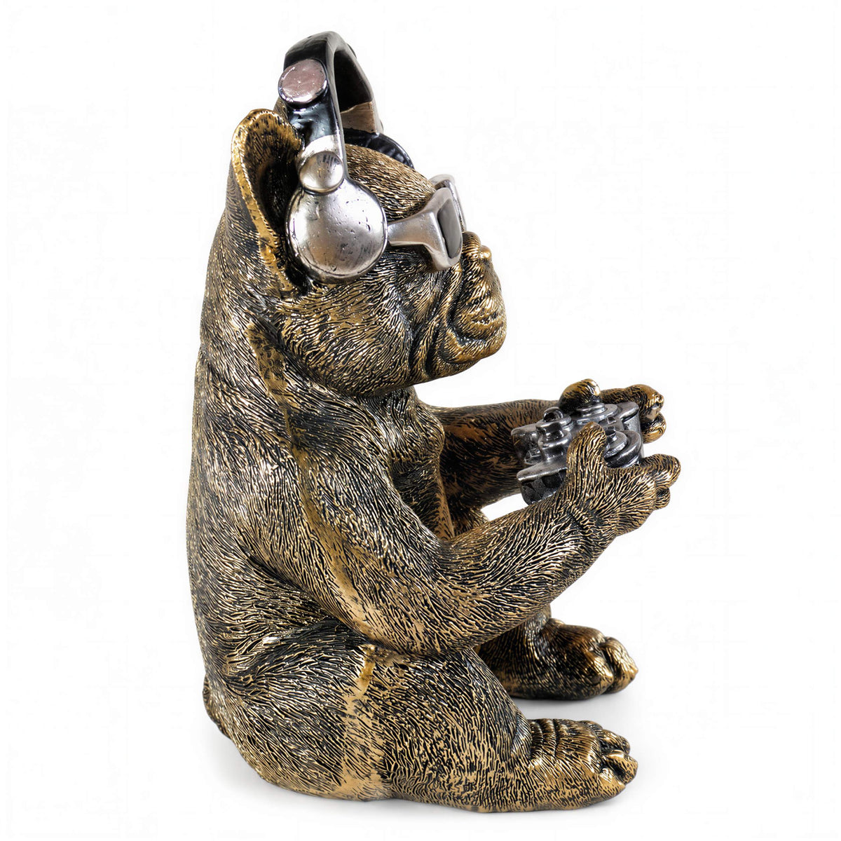 Gamer Hund Figur Urban Royals Hundefigur mit Controller Kopfhörer Gaming Deko