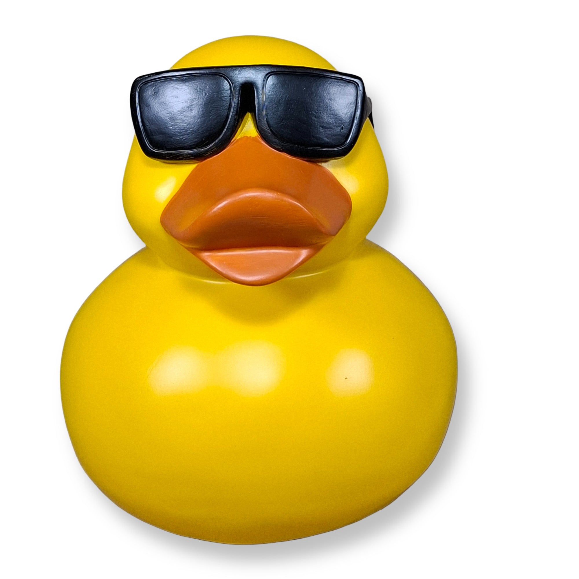 Deko Ente für den Garten – handbemalt, wetterfest, 25 cm – witzige Ente mit Sonnenbrille