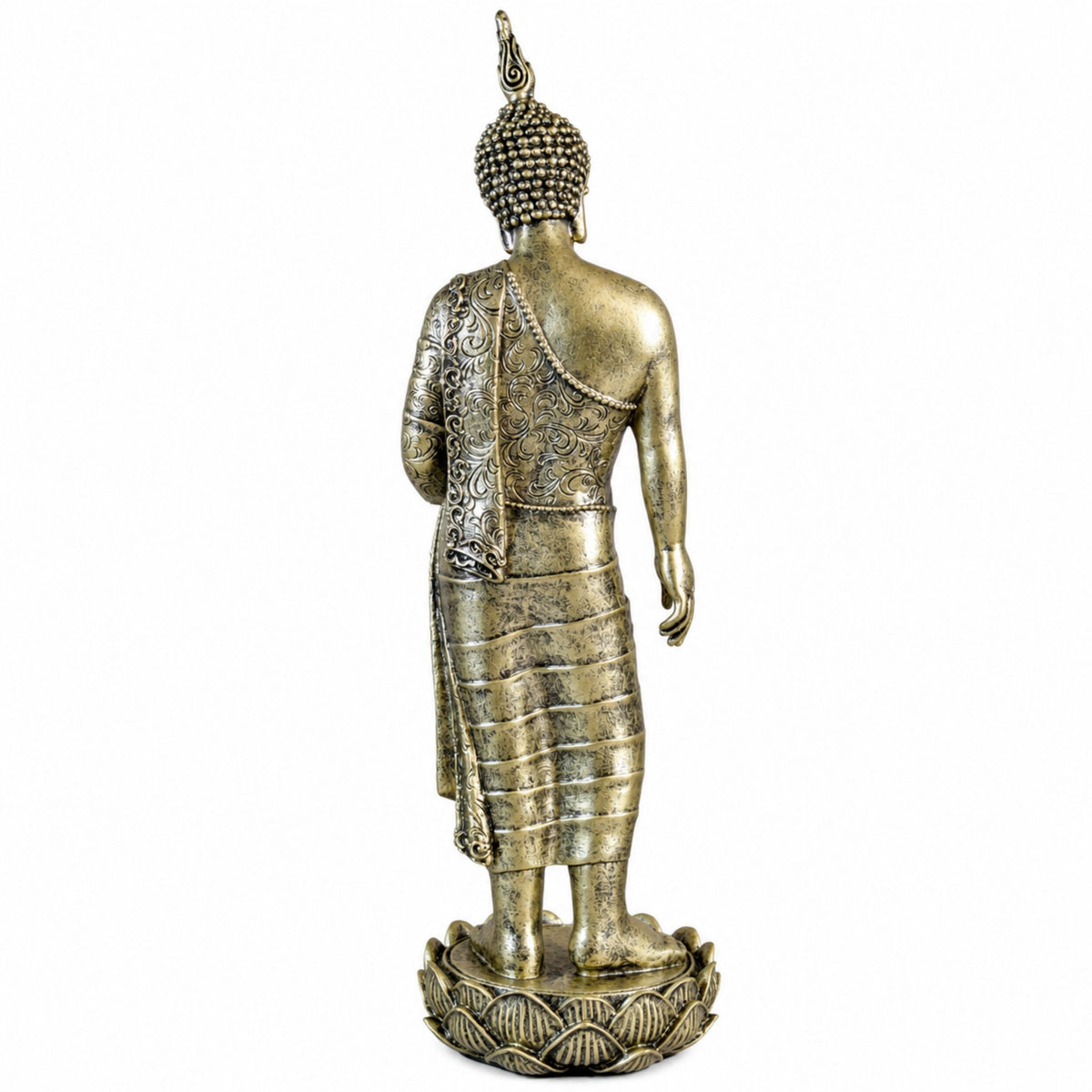 Buddha Figur stehend Gold Deko Buddha Skulptur für Wohnzimmer und Meditationsecke