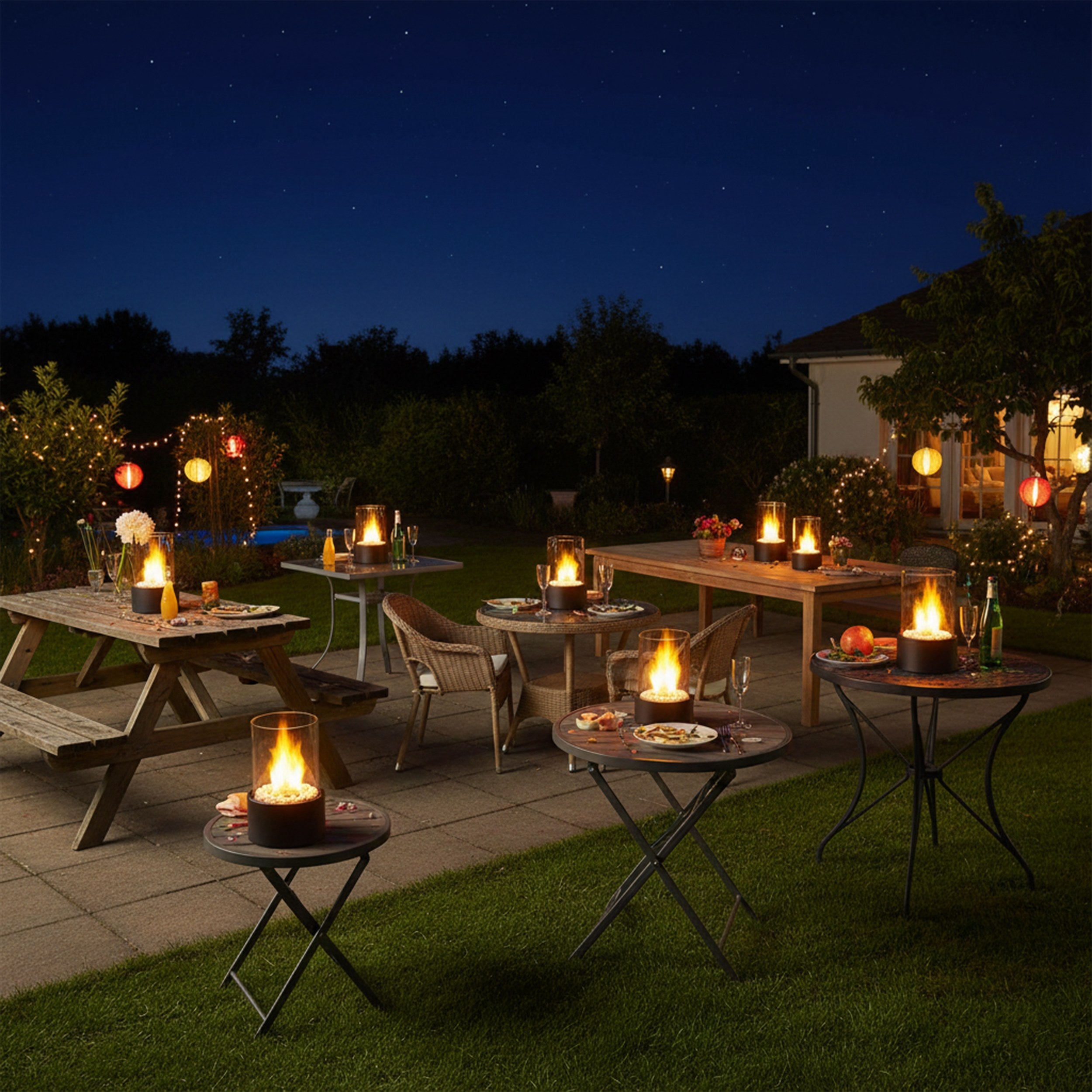 Tischkamin Bioethanol Tischfeuer für Indoor & Outdoor auf Tisch, Balkon & Terrasse