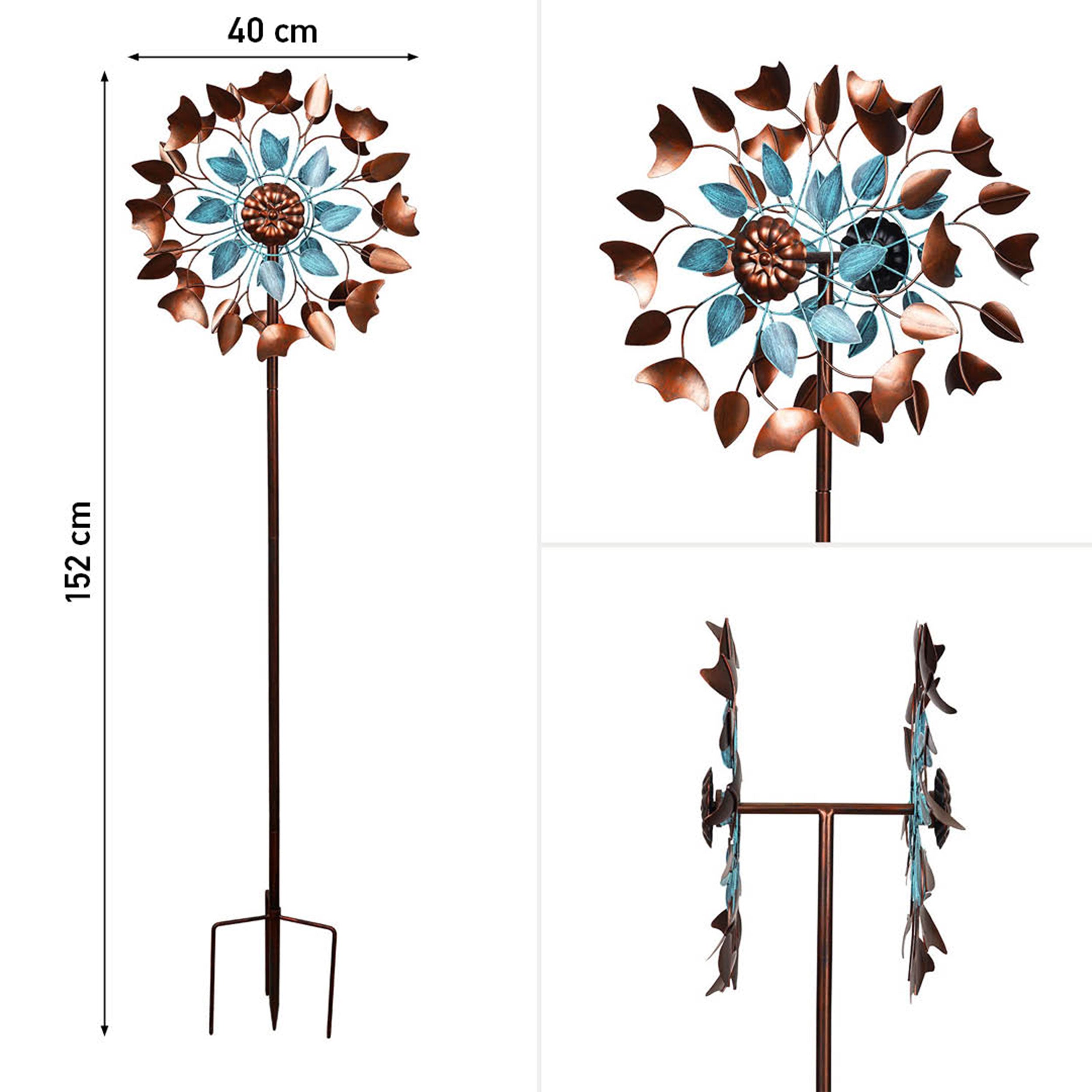 Kinetic Art Metall Windrad Copper Leaf Duett Windspiel Metall Garten Windrad stehend
