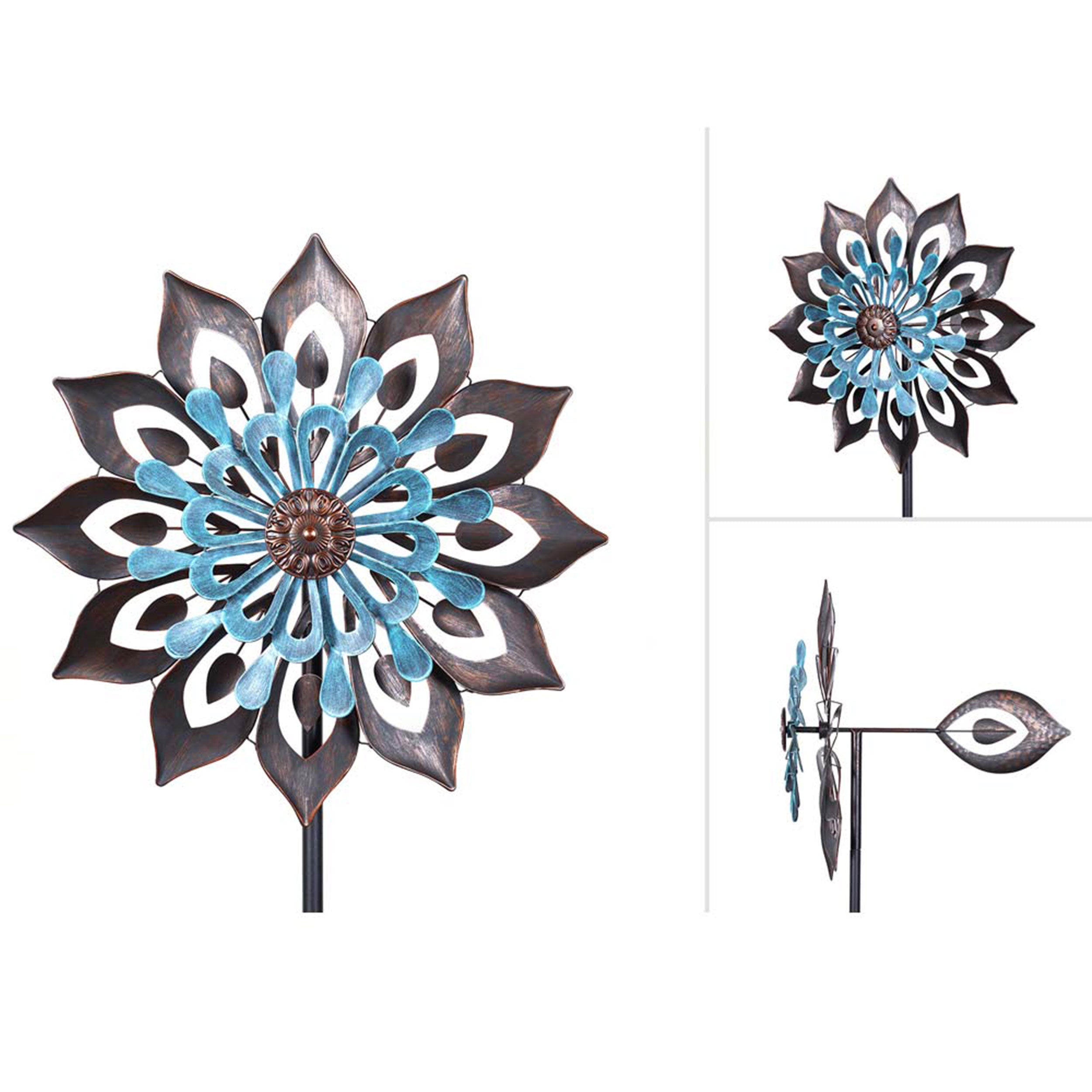 Kinetic Art Metall Windrad Copper Kaleidoscope Giant Duett Windspiel Metall Garten Windrad stehend