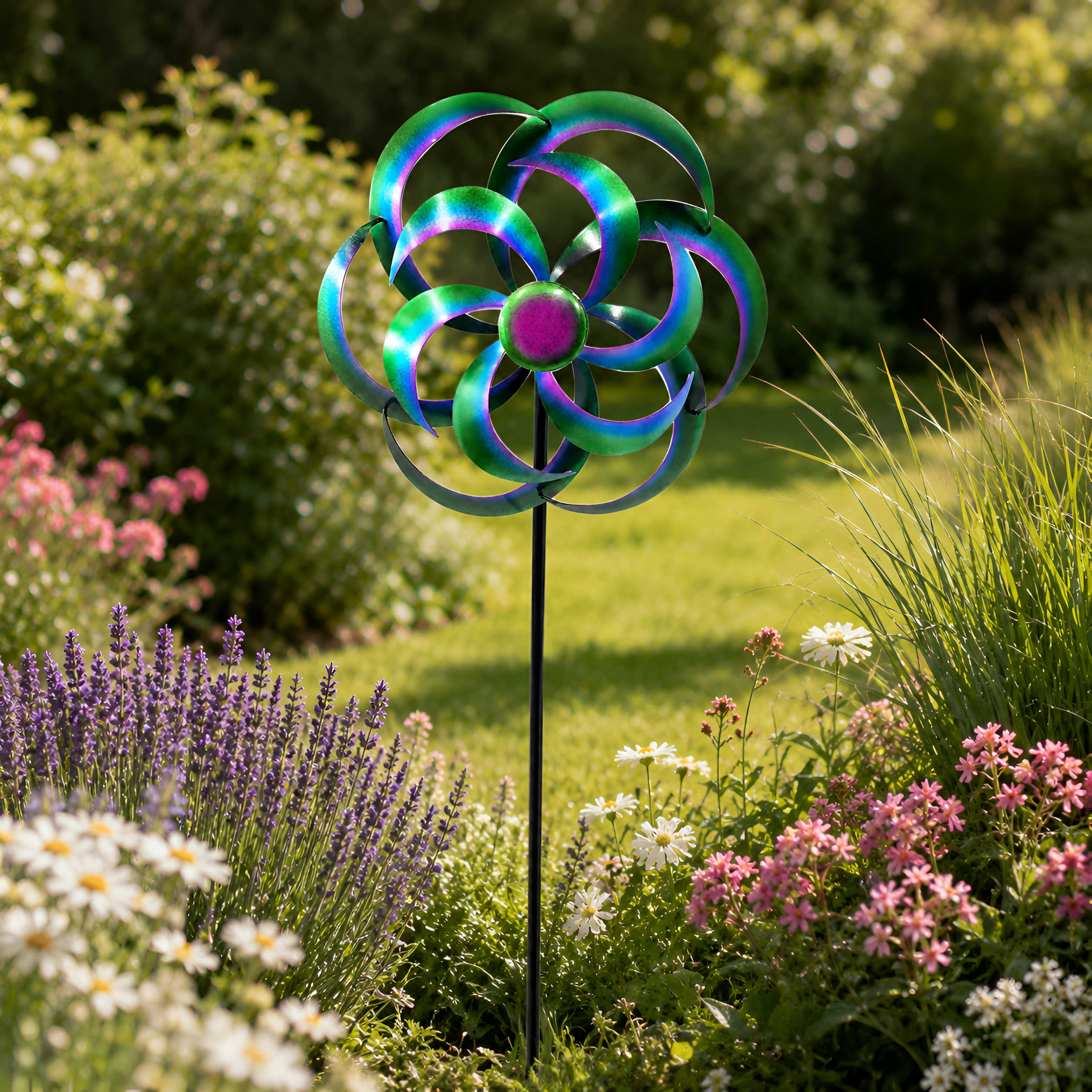 Windrad Garten Metall gegenläufig Windrad für den Garten mit Erdspieß 120 cm