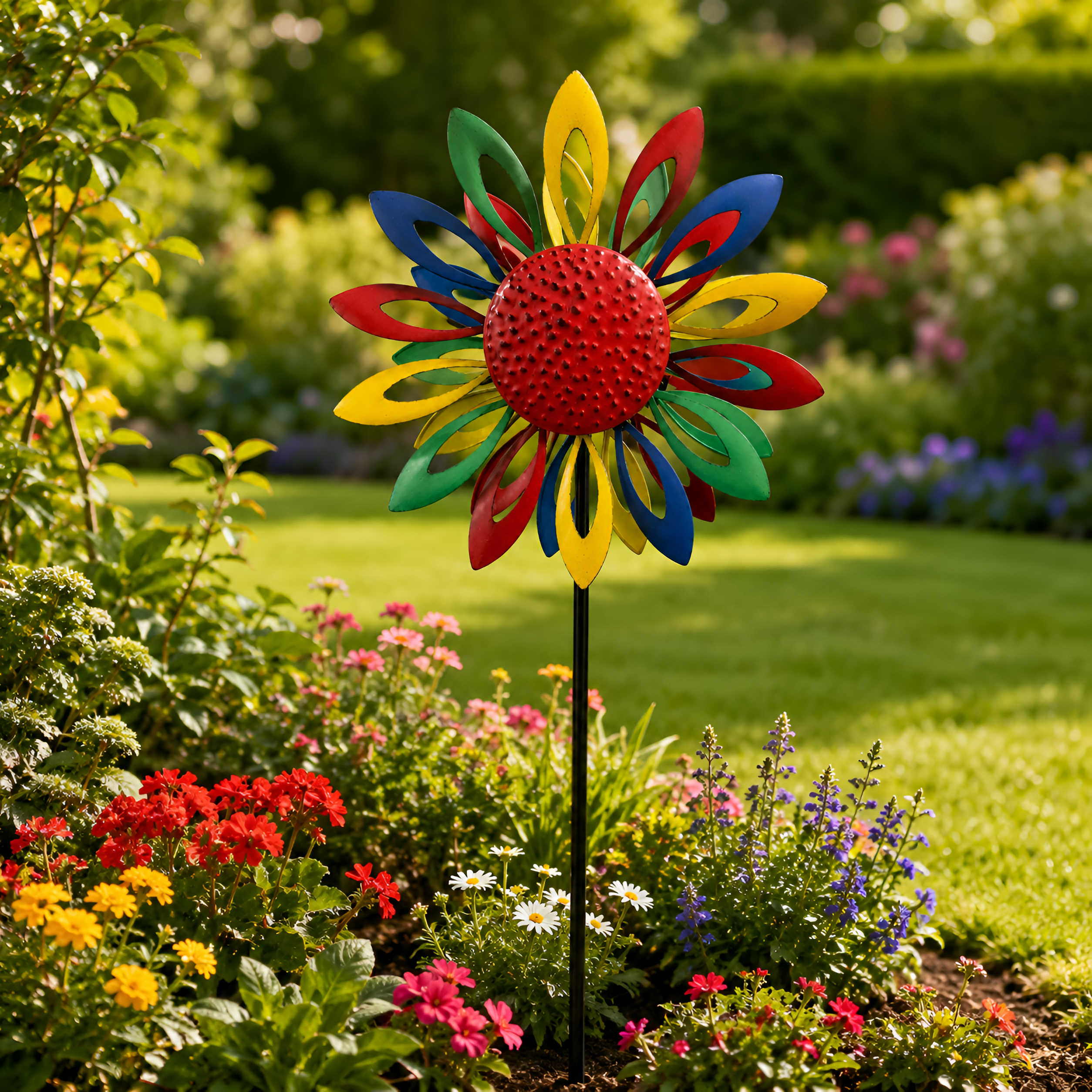 Windrad Garten Metall gegenläufig Windrad für den Garten mit Erdspieß 120 cm