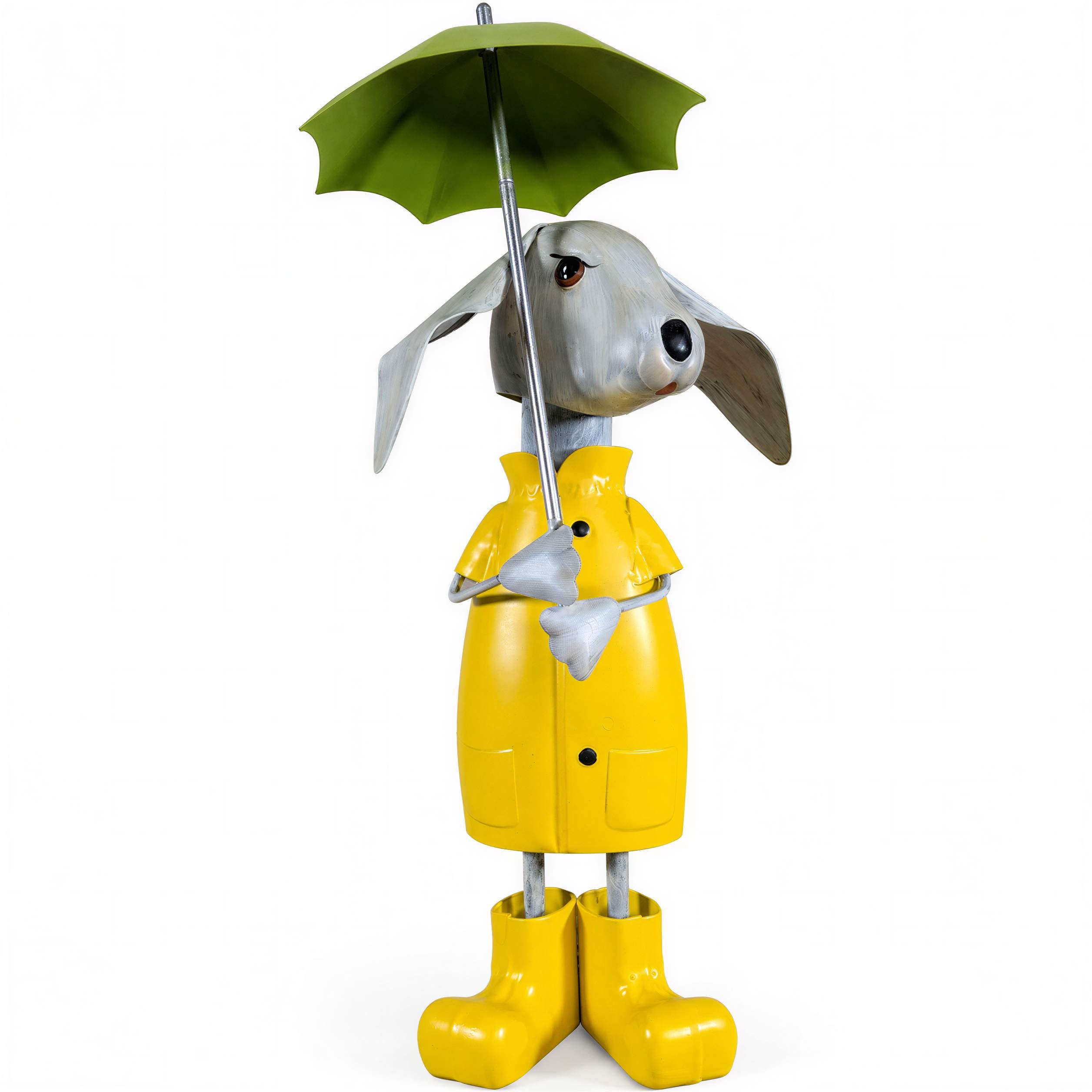 Gartenfigur Metall mit Regenschirm Figur Schaf Kuh Frosch Tierfigur für Haus und Garten