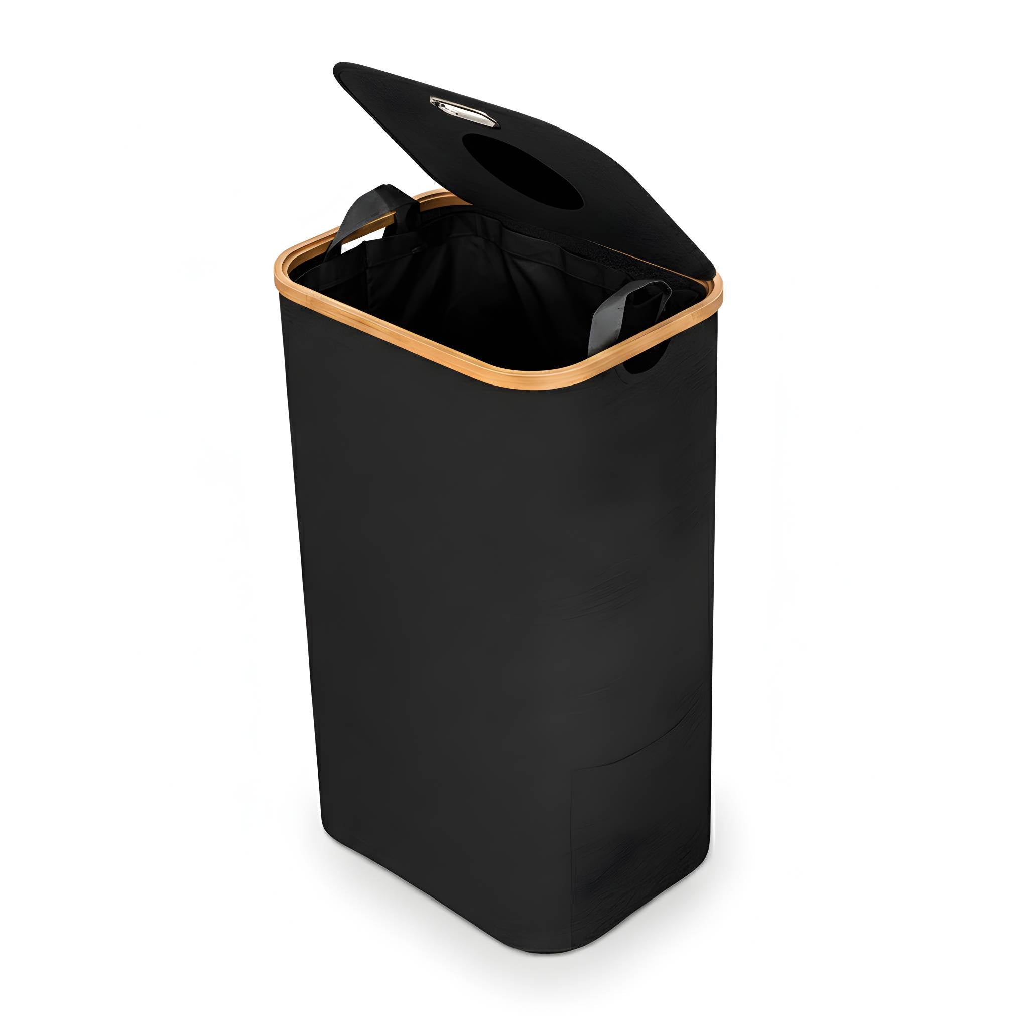 Pfandflaschensammler aus Bambus und Polyester – moderner Leergutsammler, waschbare Innentaschen, wahlweise 100 L oder 2×80 L