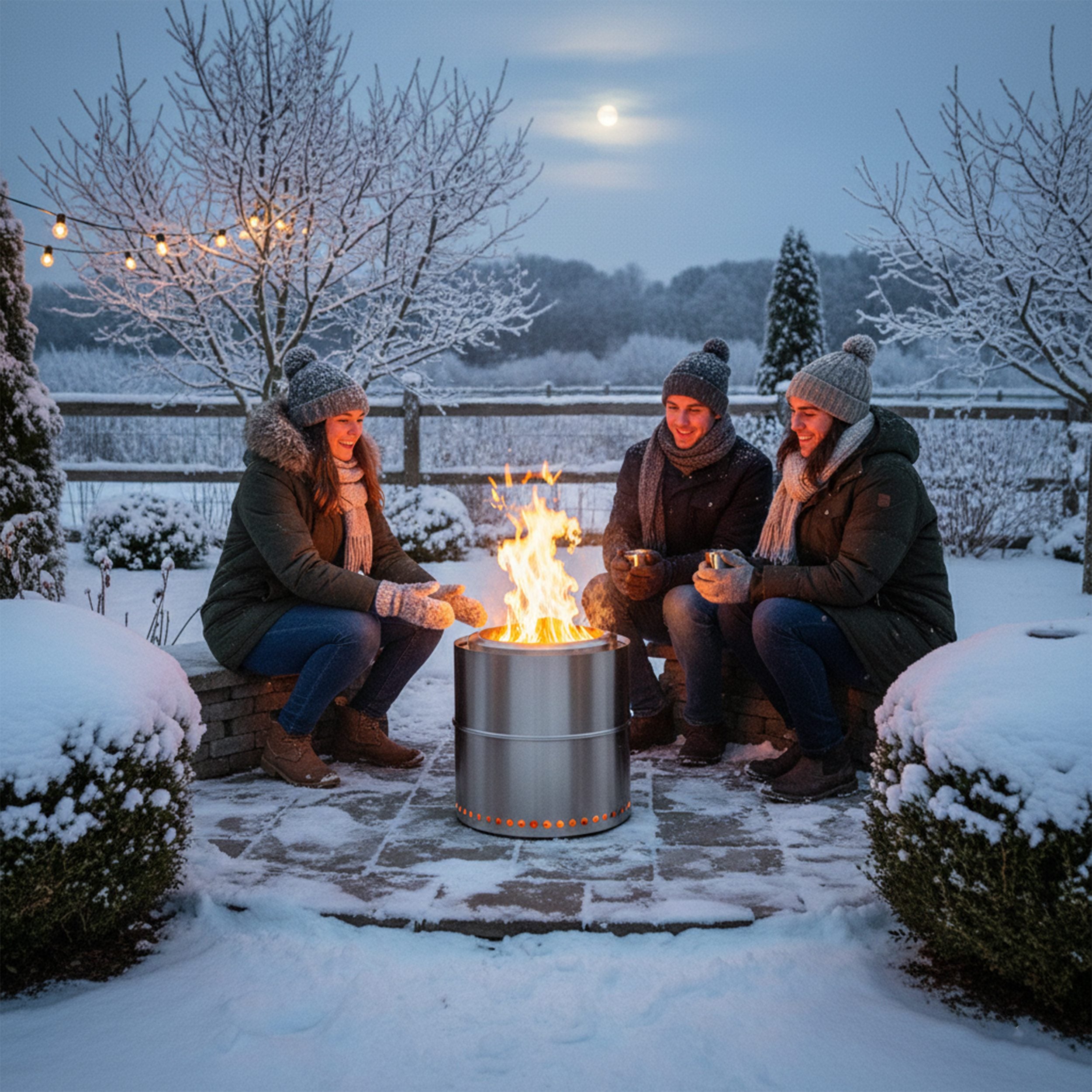 Rauchfreie Reuerschale NOVA Edelstahl Feuerstelle für Garten Terrasse Balkon
