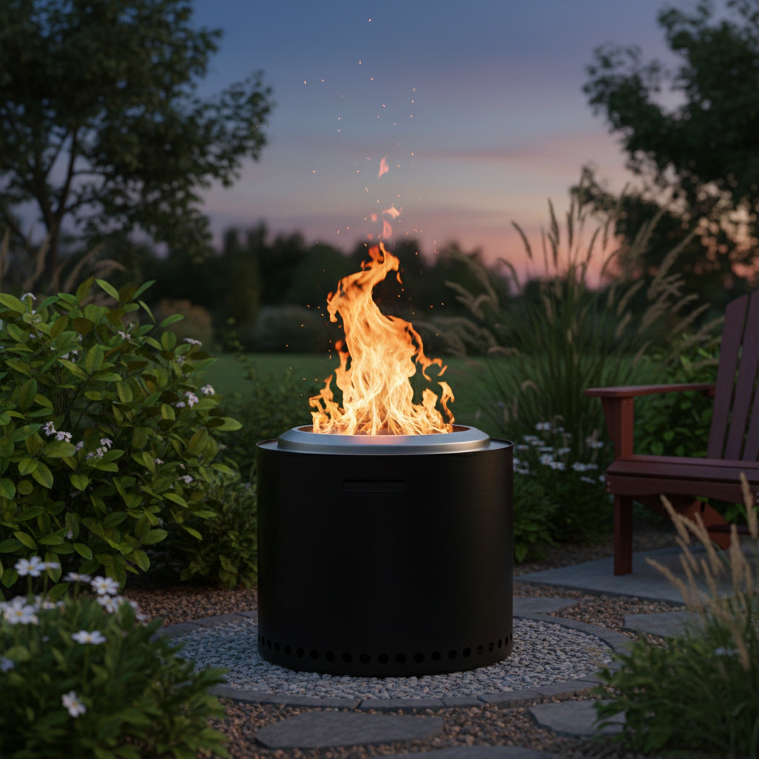 Rauchfreie Feuerschale Edelstahl klein Feuerstelle für Garten Terrasse Balkon