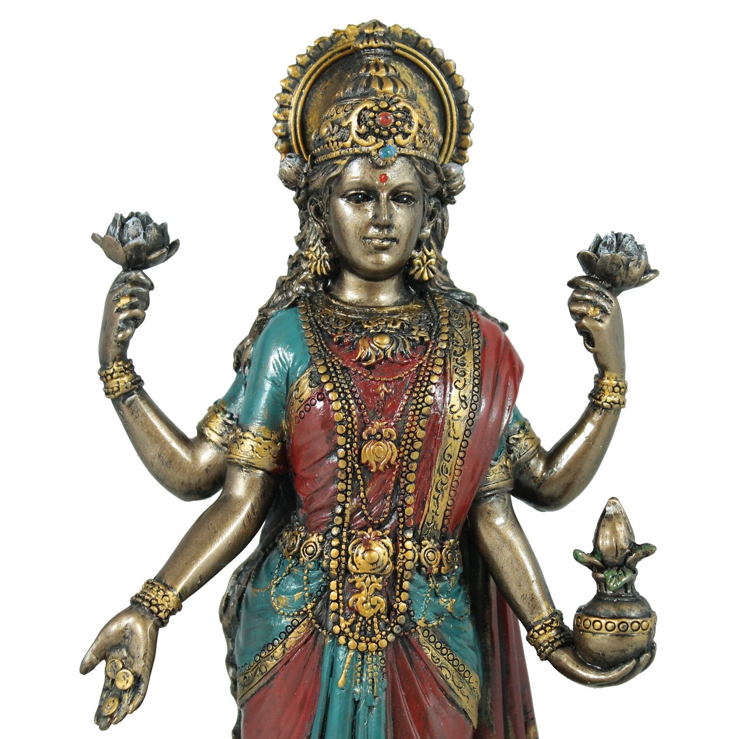 Lakshmi Figur in bronzierter Optik – Exquisite Dekofigur Göttin des Wohlstands und spirituellen Glücks