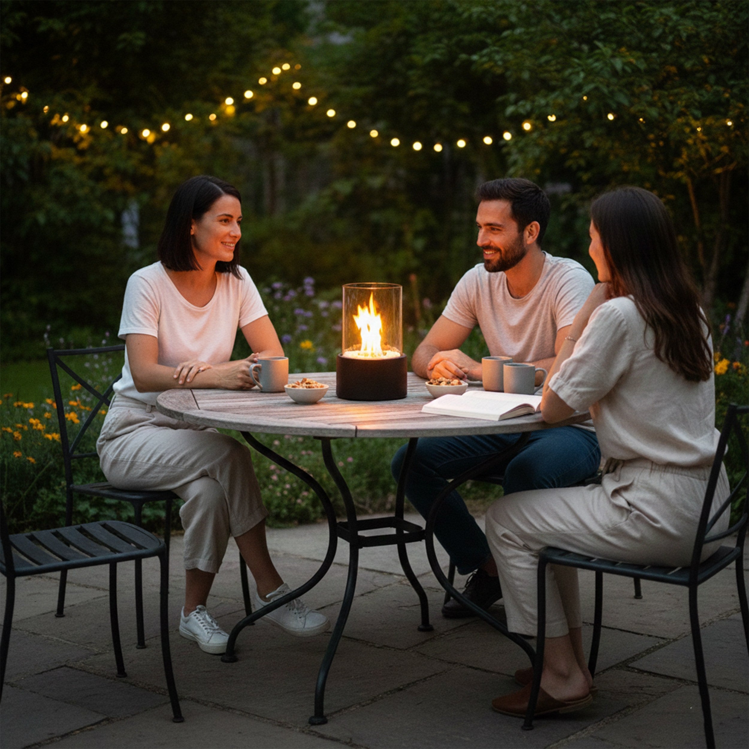 Tischkamin Bioethanol Tischfeuer für Indoor & Outdoor auf Tisch, Balkon & Terrasse