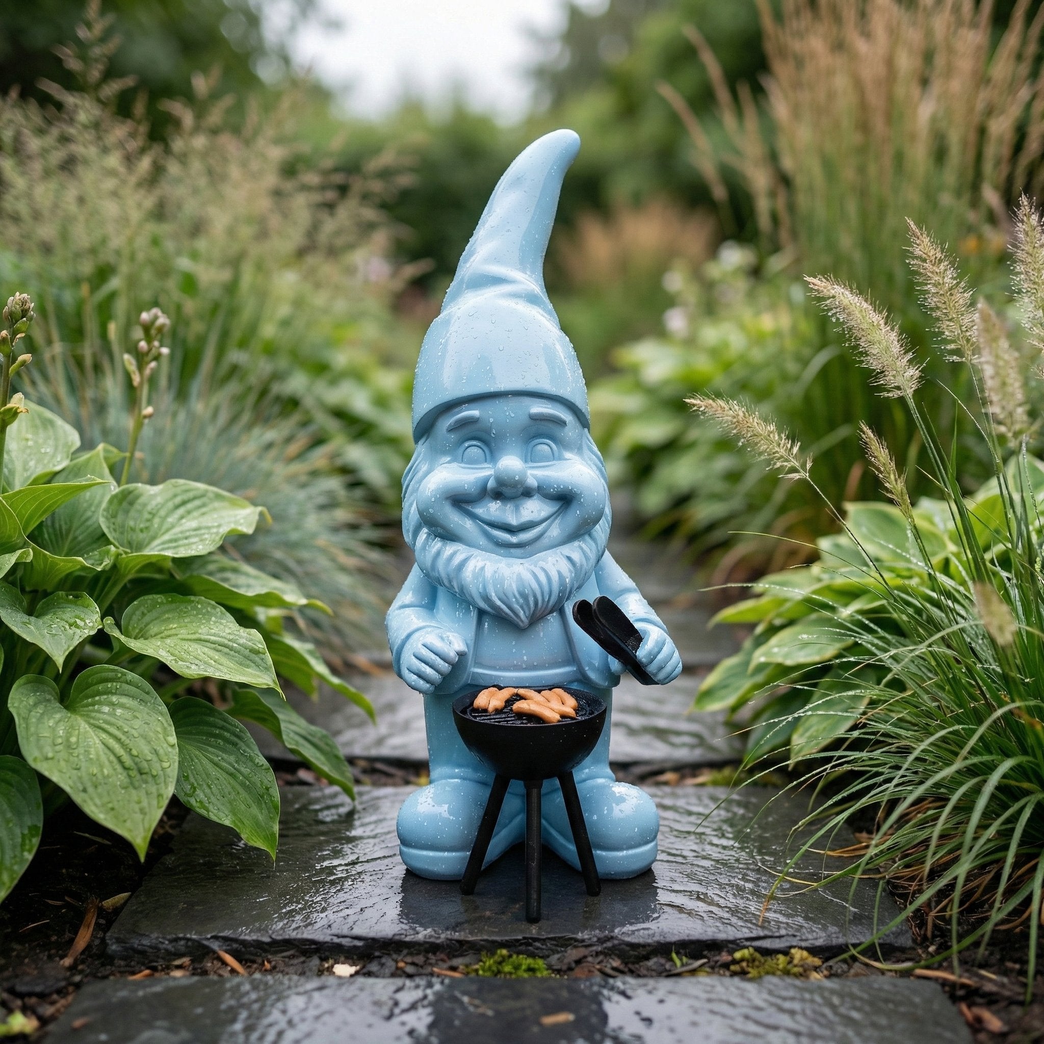 Gartenzwerg am Grill -GartenPoser- Zwerg Deko in Pastell Hochglanz 2 Größen 6 Farben (GrillPoser)