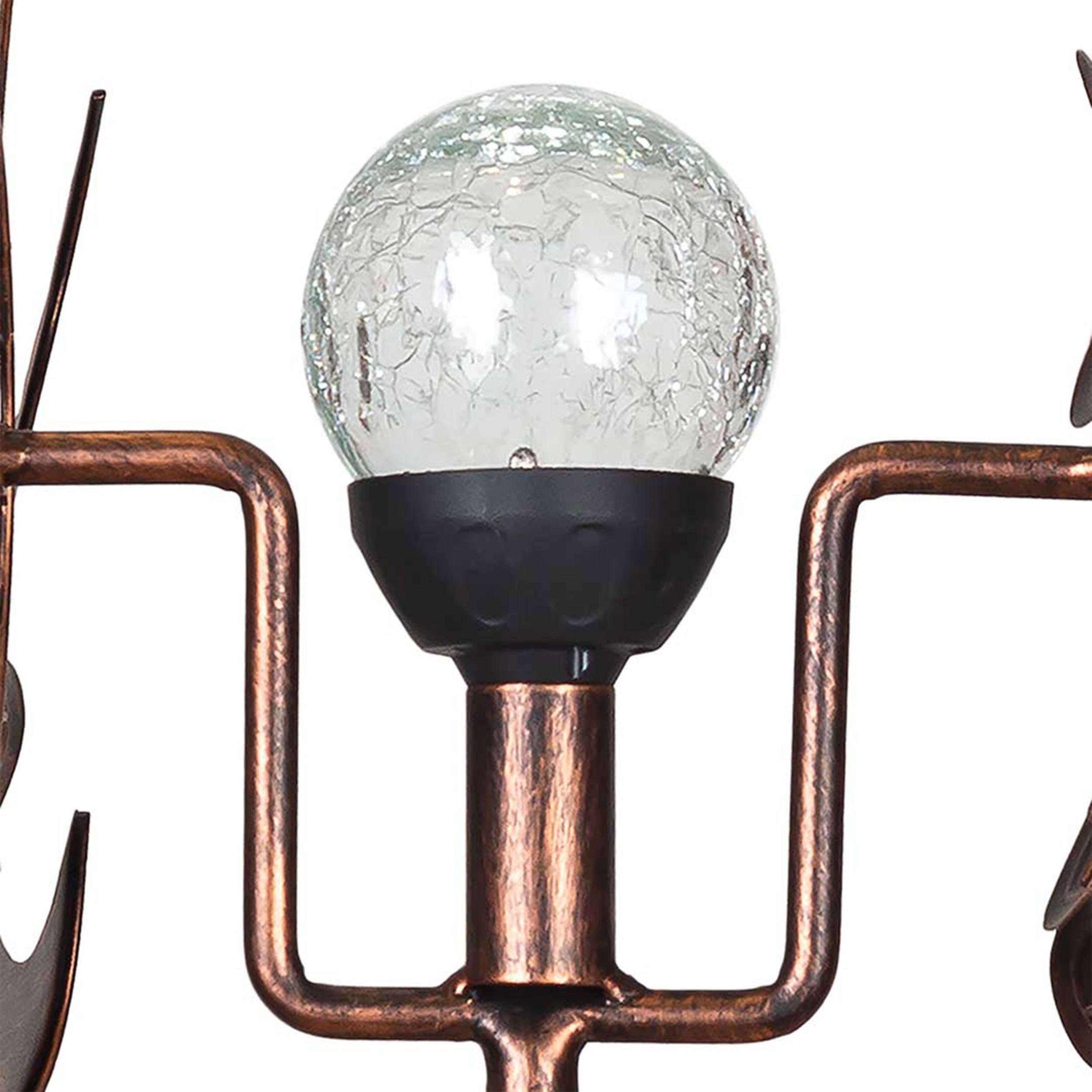 Kinetic Art Metall Windrad Copper Dolphins Duett - Solar LED Windspiel Metall Garten Windrad stehend