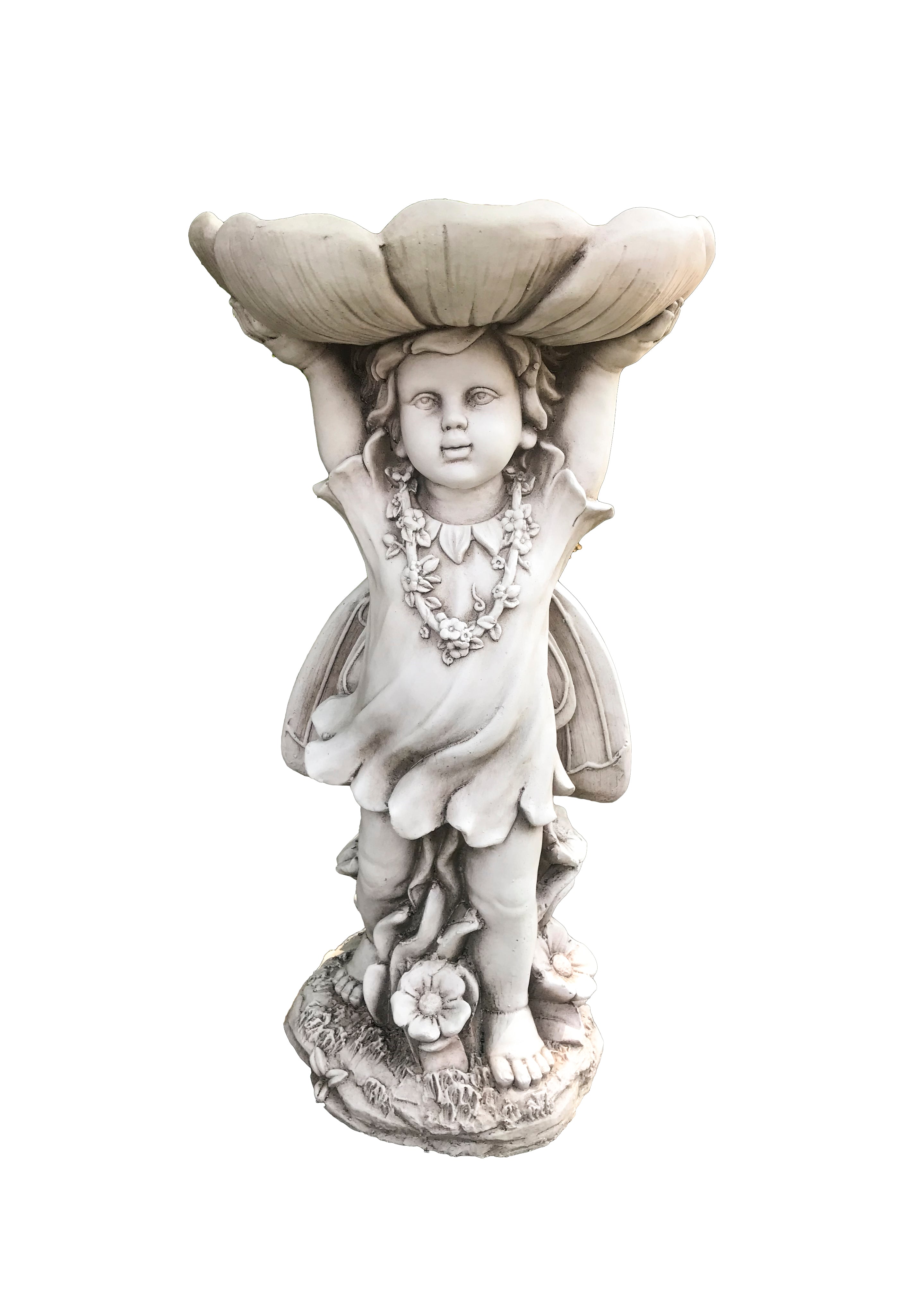 Gartenfigur ROSALIE Gartendeko Statue mit Vogeltränke Skulptur Garden Pleasure