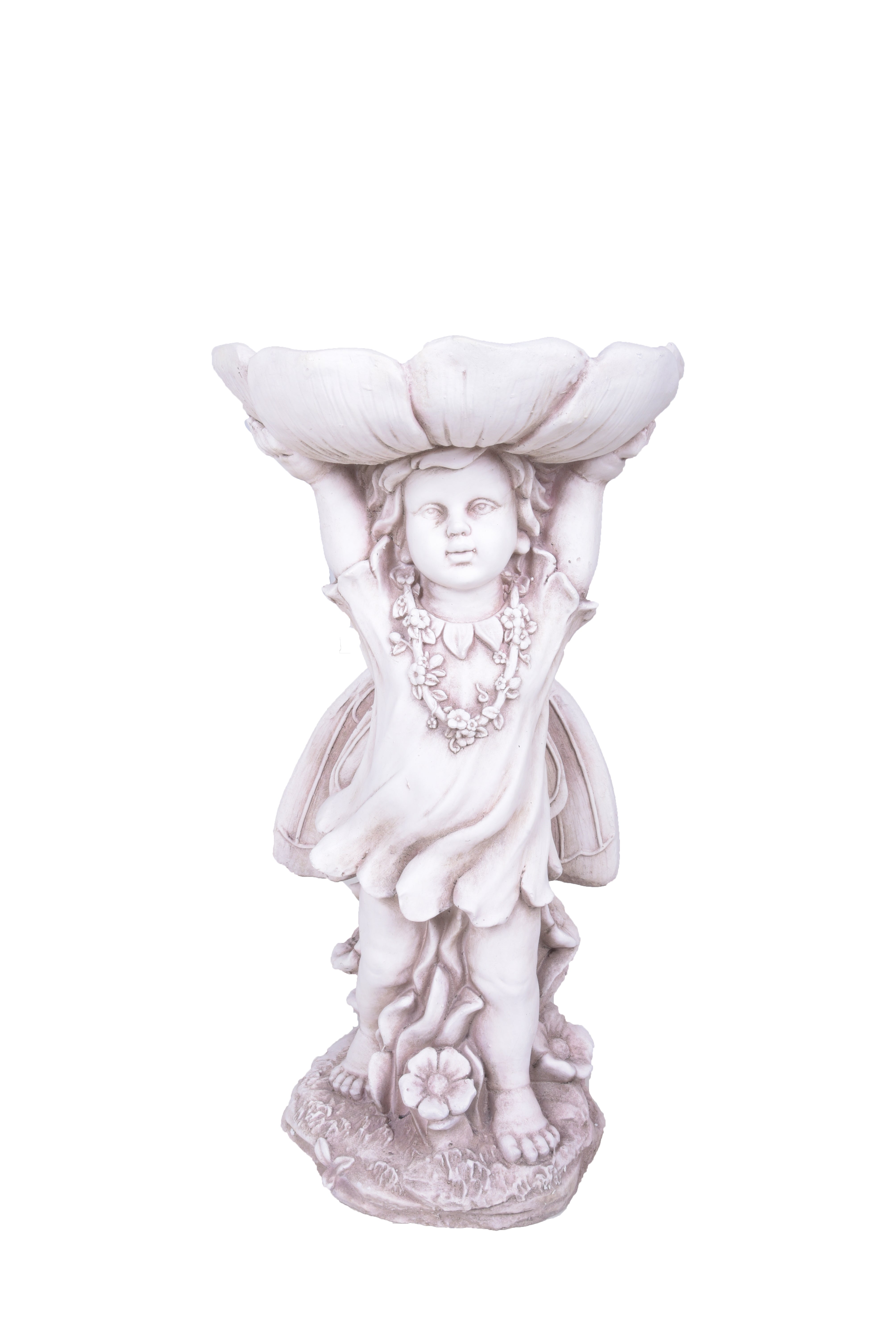 Gartenfigur ROSALIE Gartendeko Statue mit Vogeltränke Skulptur Garden Pleasure