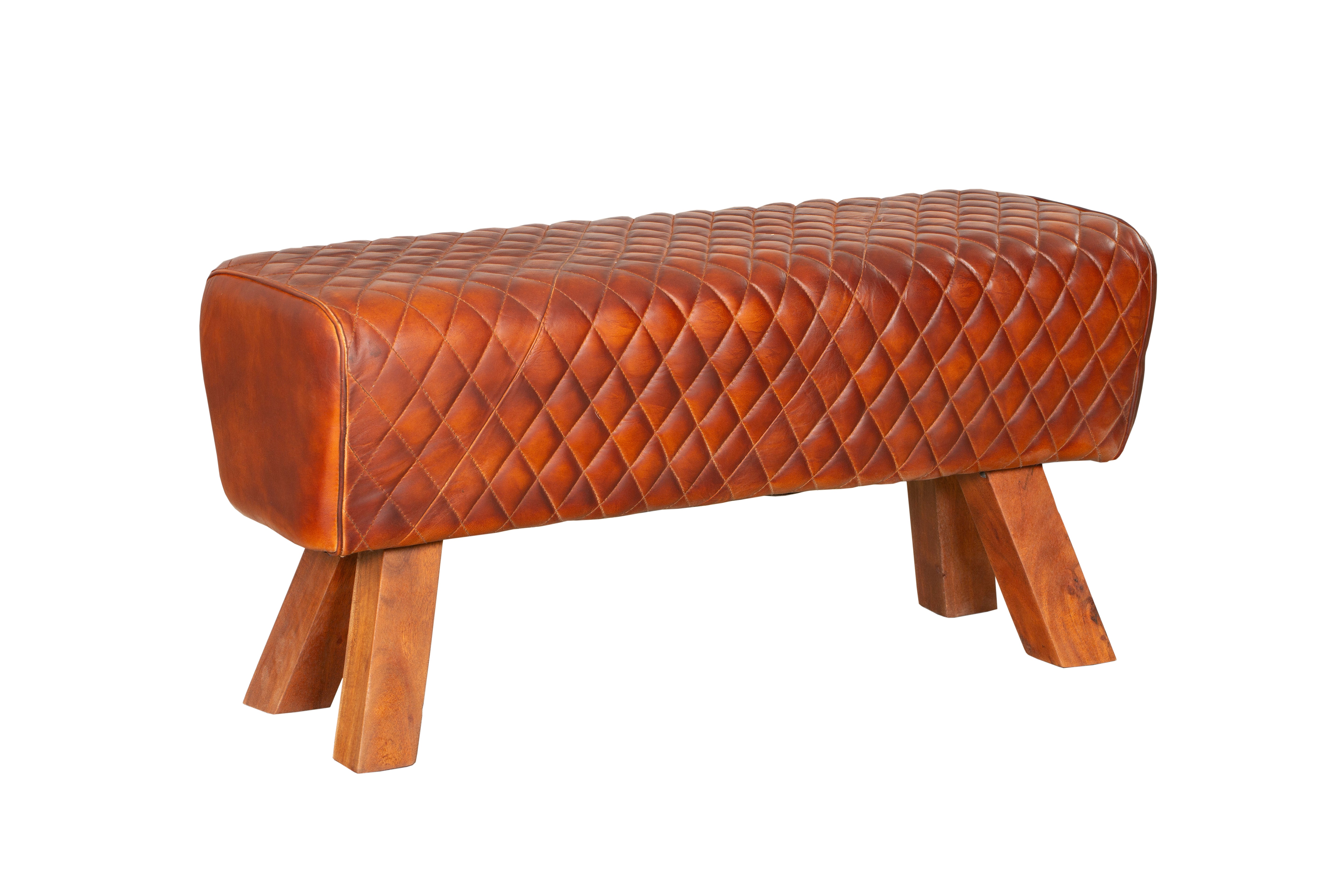 Sitzbank BHILAI Lederbank aus Massivholz Holzbank Flurbank elegant Interia Home & Living