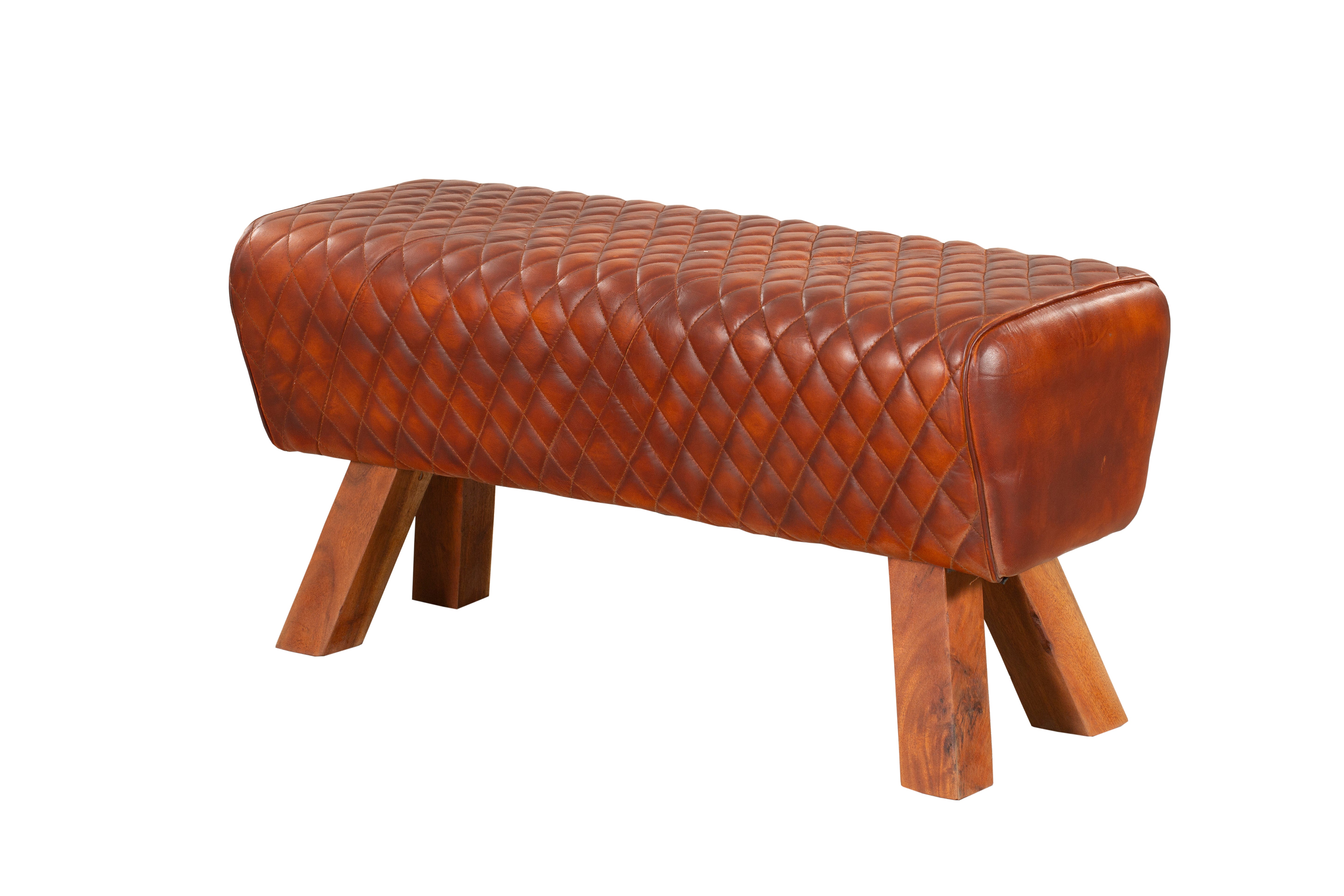 Sitzbank BHILAI Lederbank aus Massivholz Holzbank Flurbank elegant Interia Home & Living