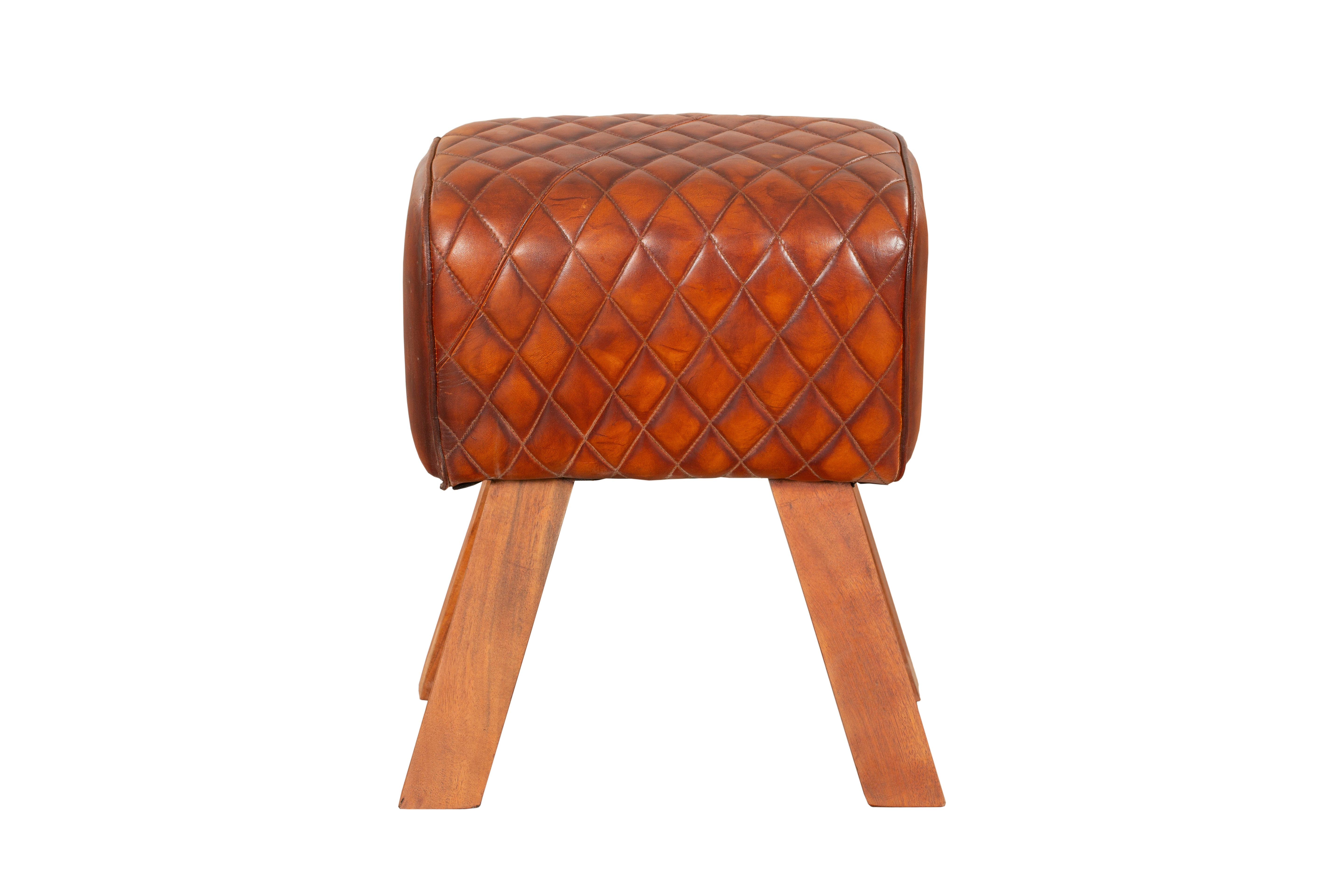 Hocker NOIDA Sitzhocker aus Leder Holzhocker Polsterhocker massiv Interia Home & Living