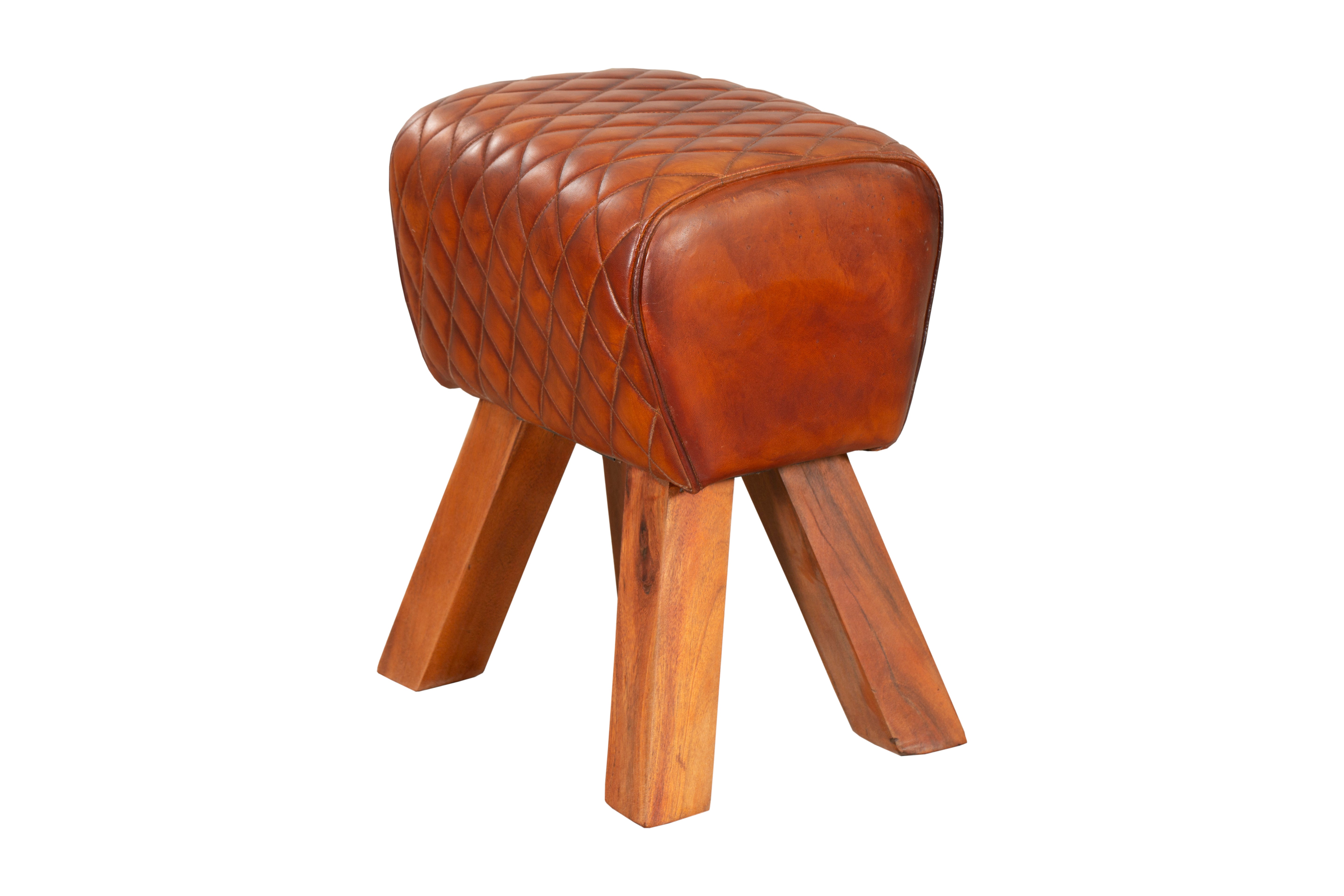 Hocker NOIDA Sitzhocker aus Leder Holzhocker Polsterhocker massiv Interia Home & Living