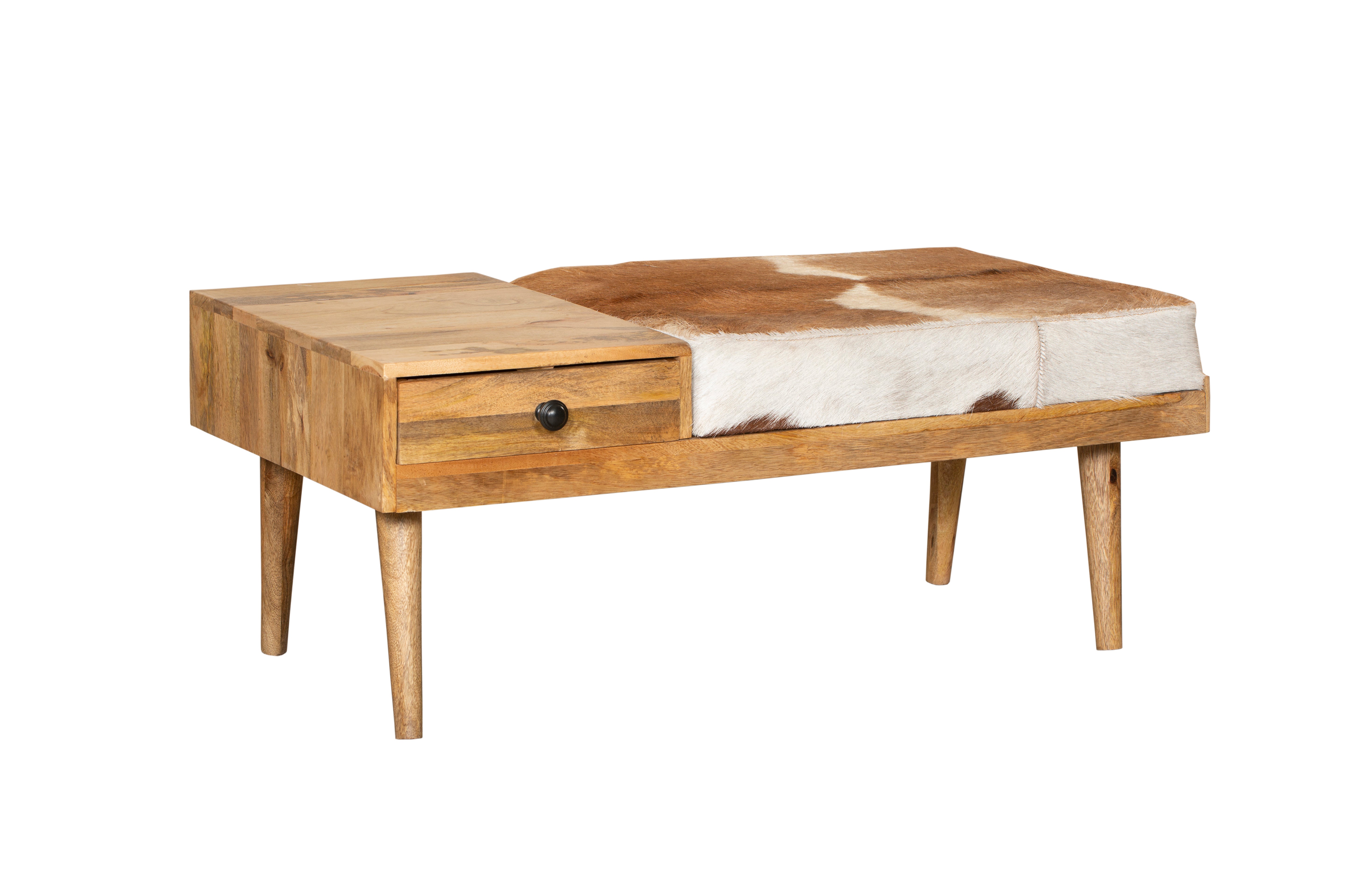 Sitzbank PATNA Fellbank aus Massivholz Holzbank Bank mit Schublade Interia Home & Living