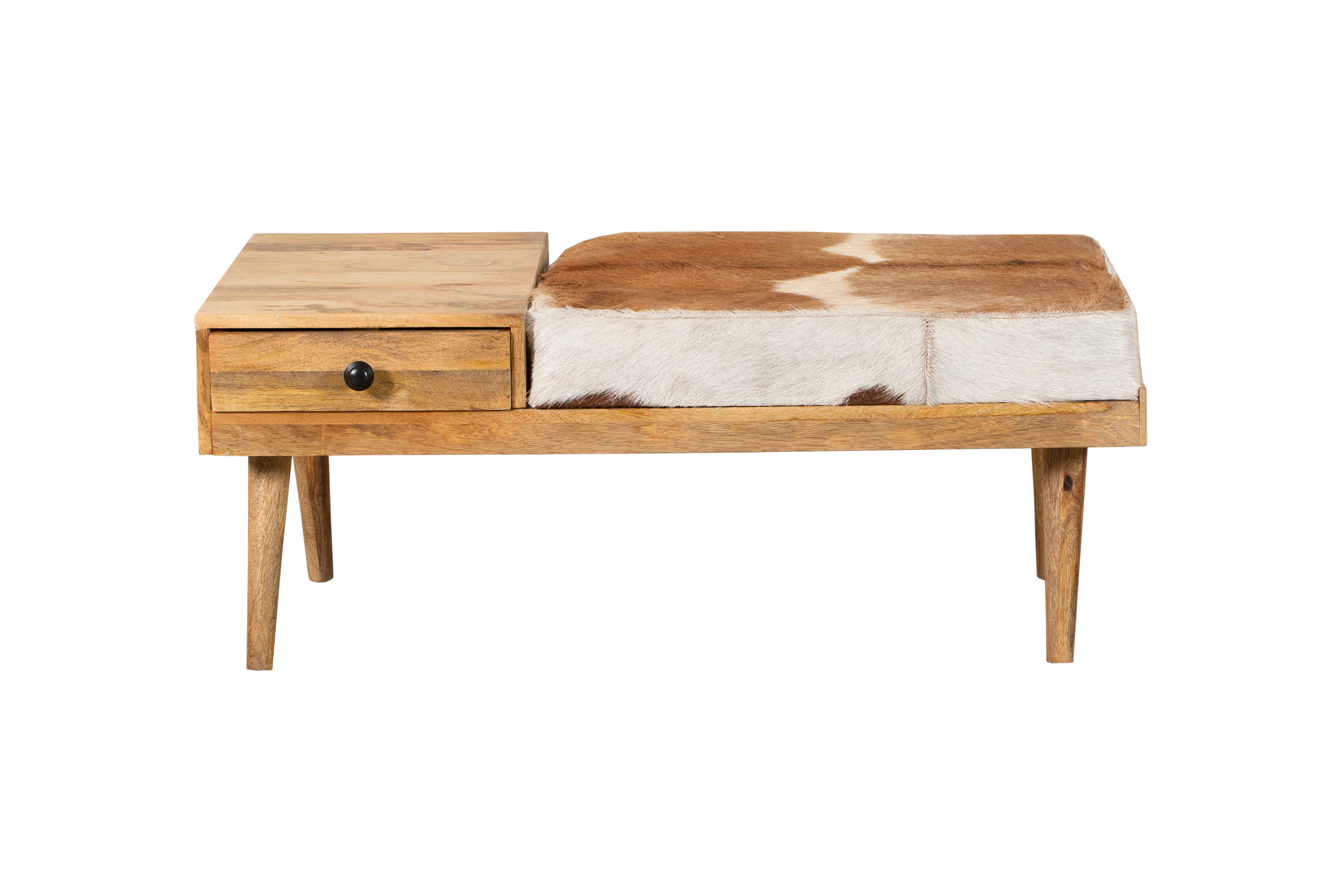 Sitzbank PATNA Fellbank aus Massivholz Holzbank Bank mit Schublade Interia Home & Living