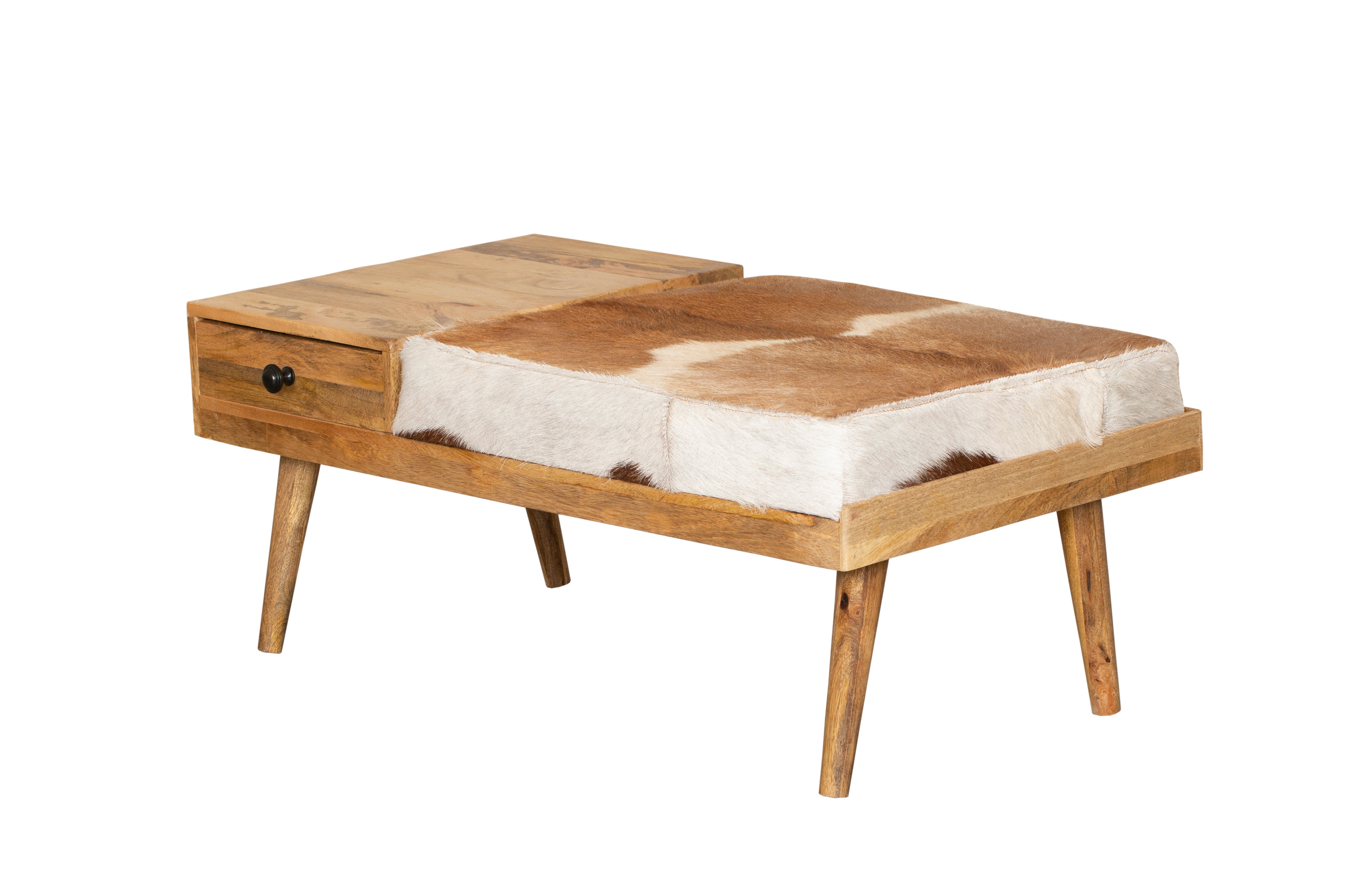 Sitzbank PATNA Fellbank aus Massivholz Holzbank Bank mit Schublade Interia Home & Living