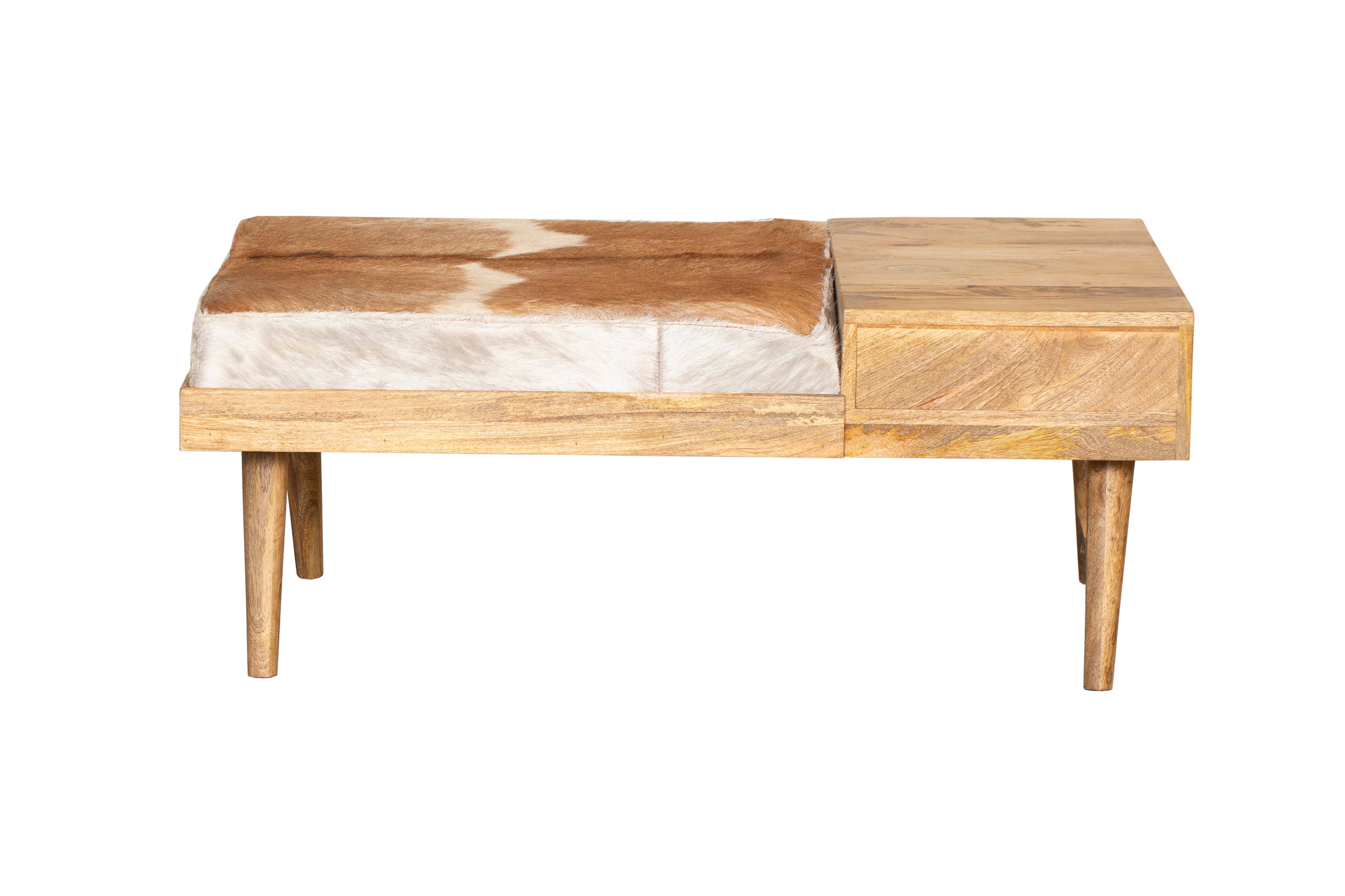 Sitzbank PATNA Fellbank aus Massivholz Holzbank Bank mit Schublade Interia Home & Living