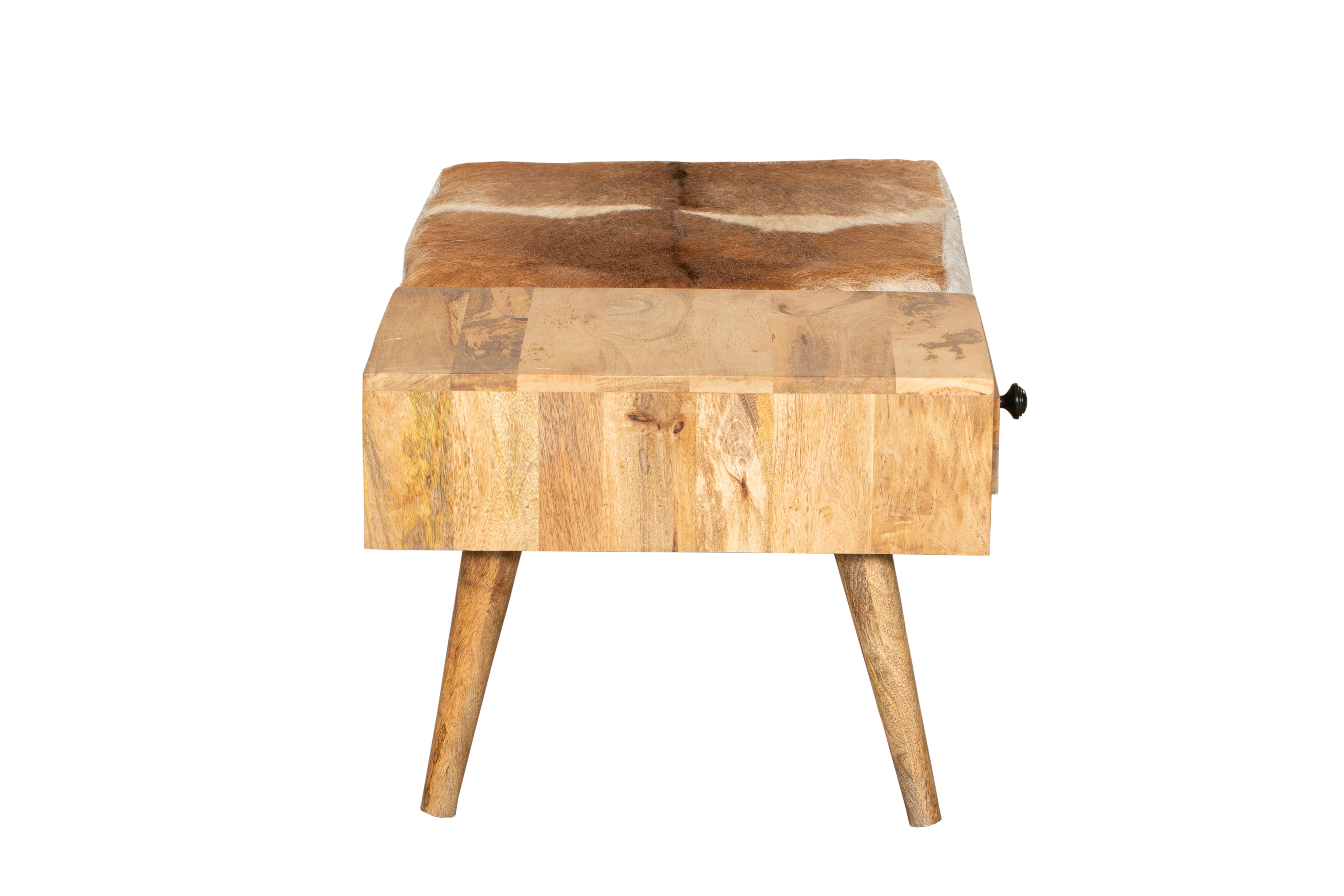 Sitzbank PATNA Fellbank aus Massivholz Holzbank Bank mit Schublade Interia Home & Living