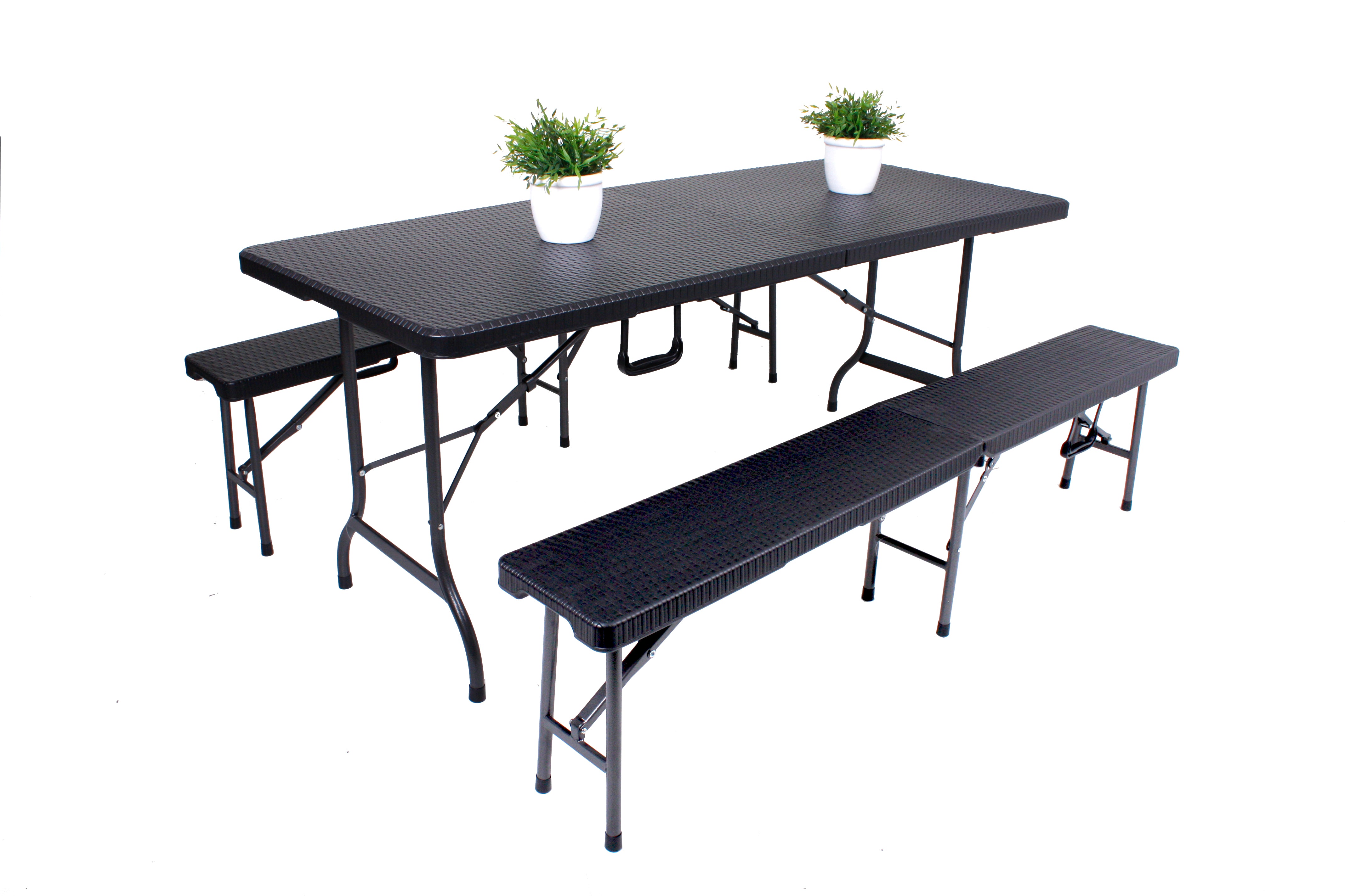 Tisch-Set VENTANA 3-teilig Bierzeltgarnitur Rattan-Optik Gartenset Klappgarnitur robust Garden Pleasure