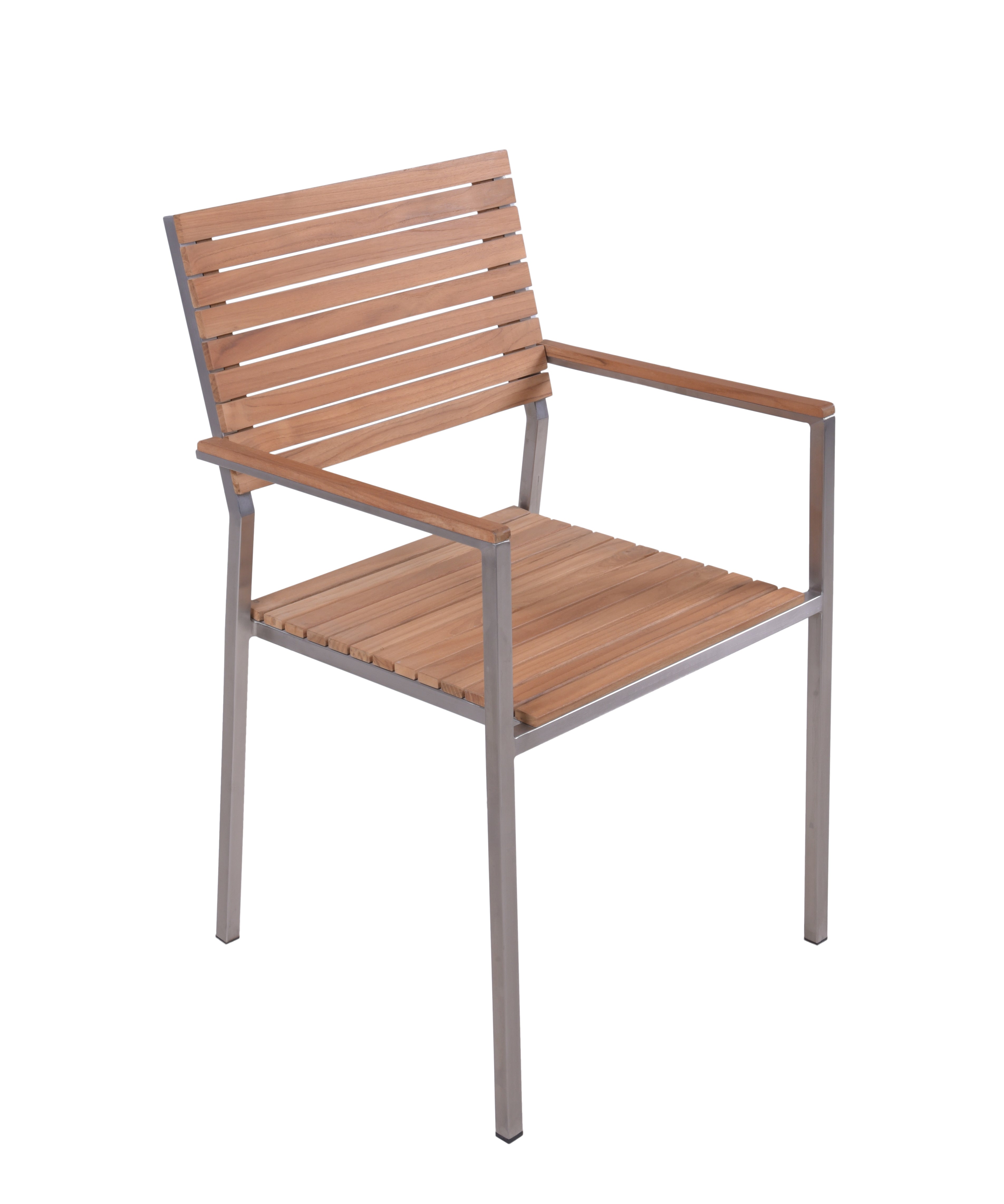 4er Set Stapelstuhl DENVER Gartenstuhl Edelstahl Teakholz FSC stapelbar Garden Pleasure